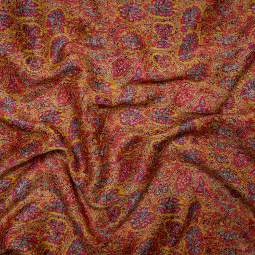 (Pre-Cut 2.40 Mtr) Multi Color Digital Print Georgette Muga Fabric