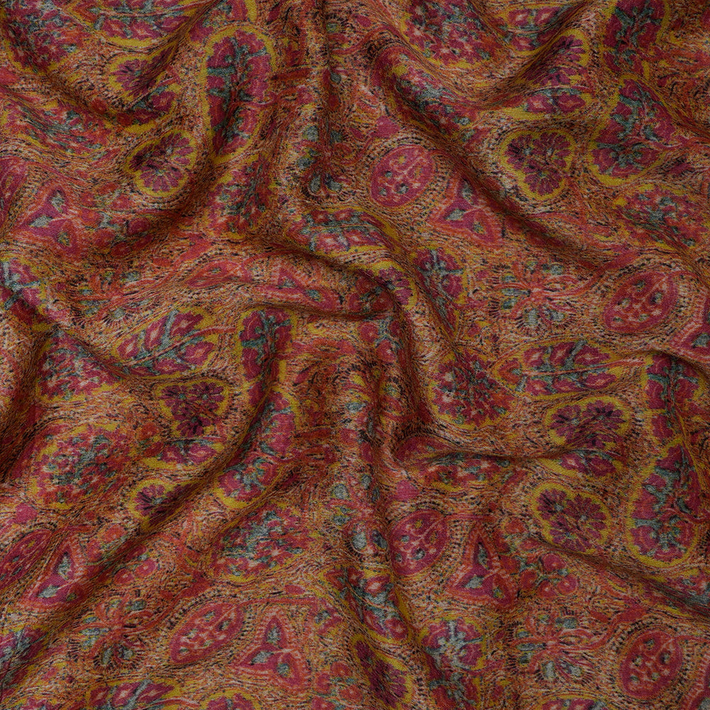 (Pre-Cut 2.55 Mtr) Multi Color Digital Print Georgette Muga Fabric