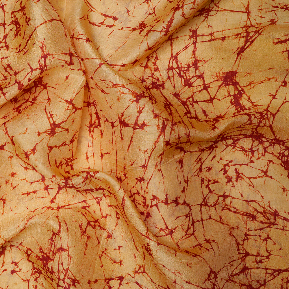 (Pre-Cut 2 Mtr) Yellow Color Handcrafted Batik Printed Pure Silk Fabric