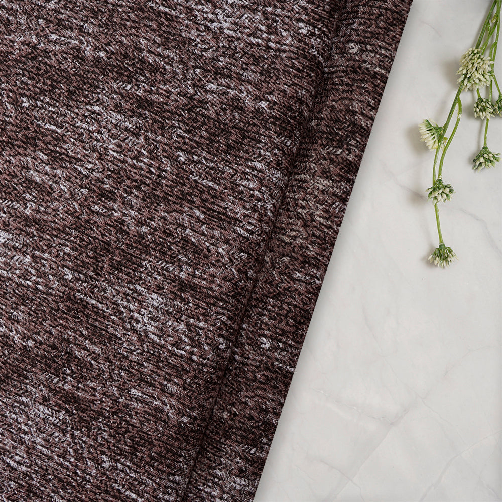 (Pre-Cut 2.35 Mtr) Brown Color Printed Rayon Fabric