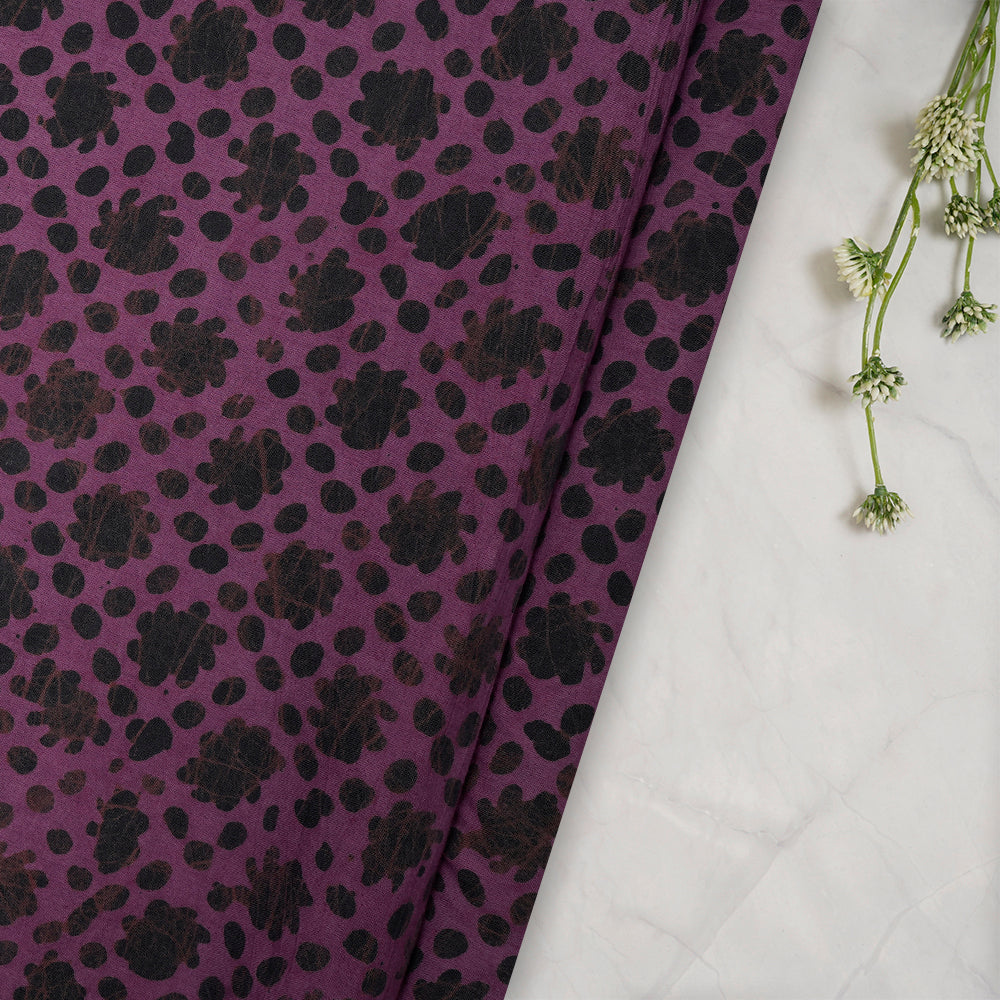 (Pre-Cut 4.30 Mtr) Pink-Grey Color Handcrafted Batik Printed Pure Cotton Fabric