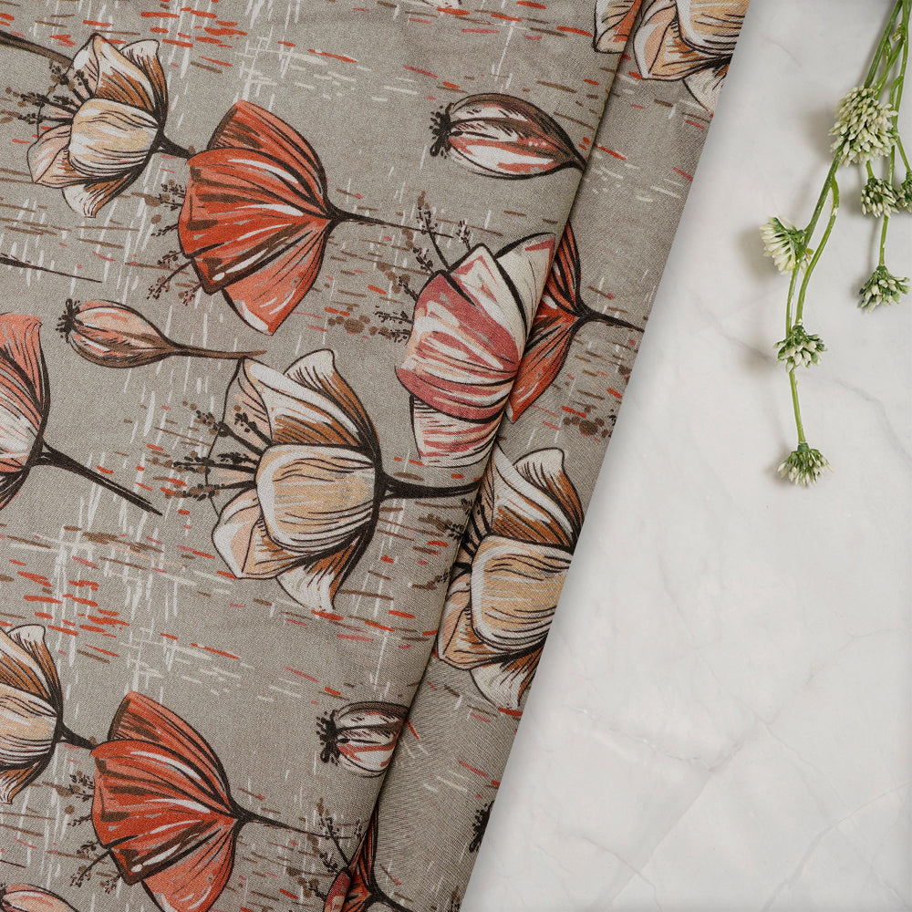 (Pre-Cut 2.20 Mtr) Light Sage Color Digital Printed Bemberg Modal Fabric