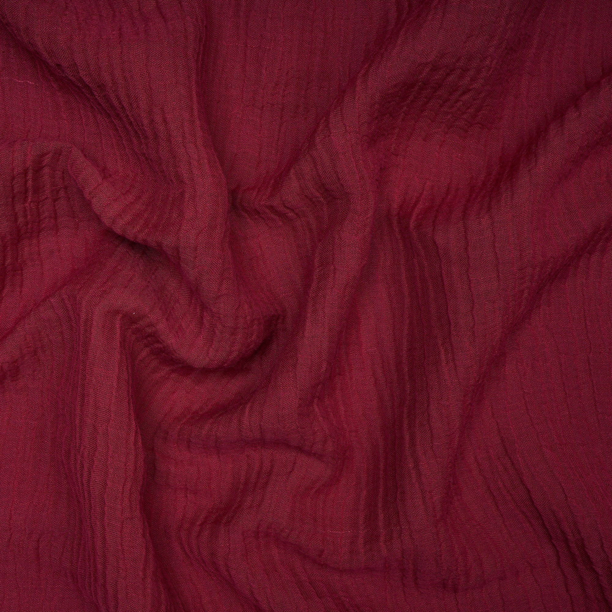 (Pre-Cut 2.00 Mtr) Maroon Color Flax Cotton Fabric