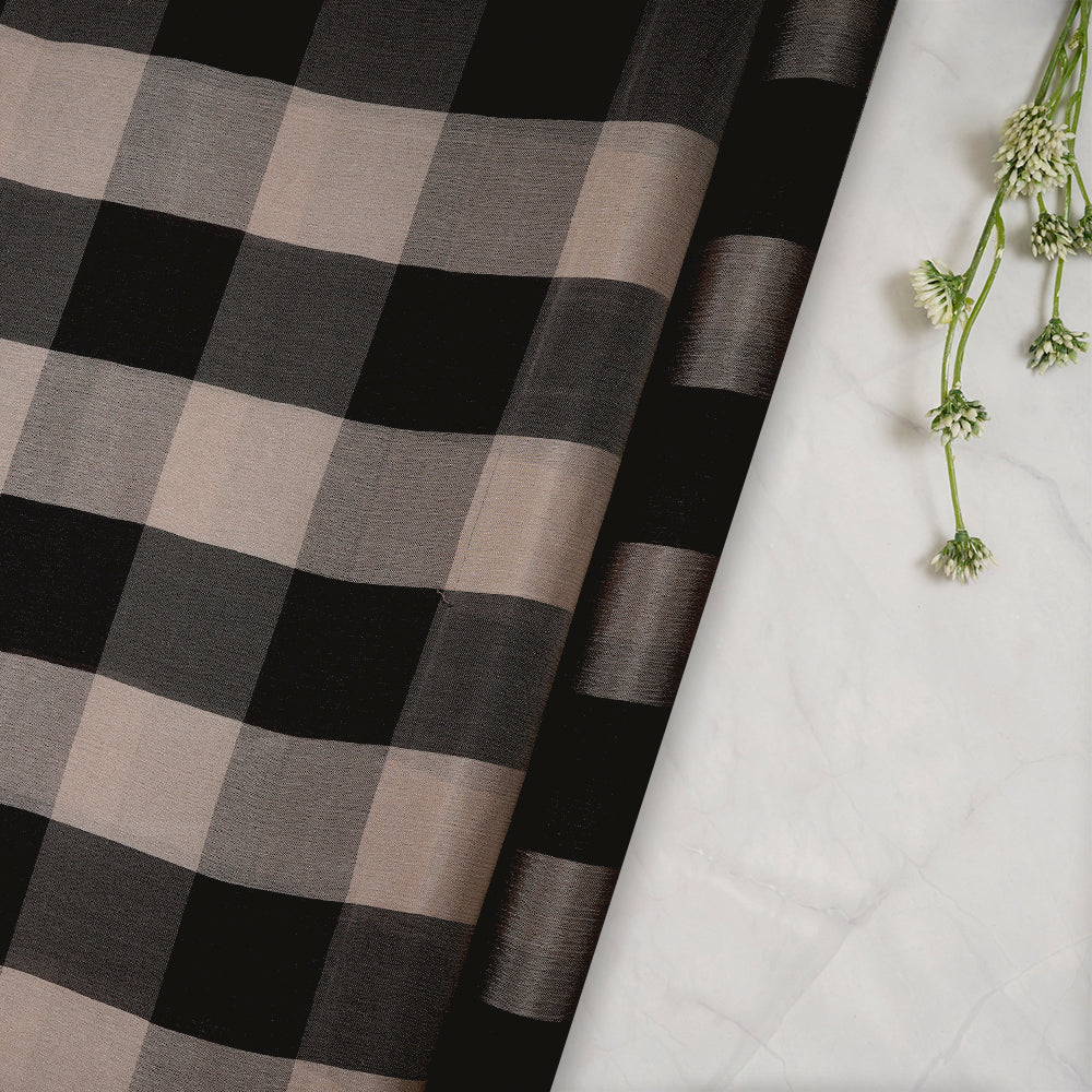 (Pre-Cut 2.55 Mtr) Multi Color Checks Chiffon Fabric