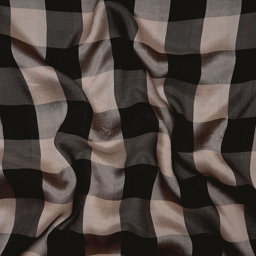 (Pre-Cut 2.55 Mtr) Multi Color Checks Chiffon Fabric