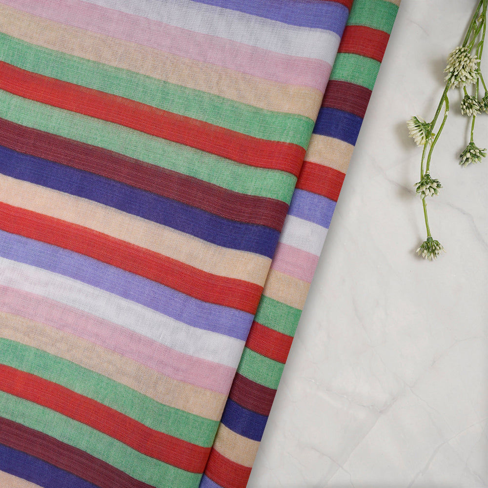 (Pre-Cut 2.90 Mtr) Multi Color Printed Muslin Cotton Fabric