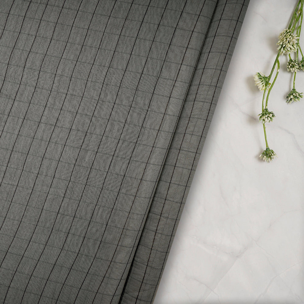 (Pre-Cut 2.80 Mtr) Grey Color Fancy Chanderi Fabric