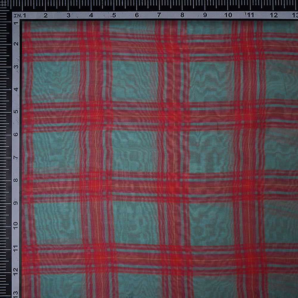 (Pre-Cut 4.60 Mtr) Green Color Digital Printed Chanderi Fabric