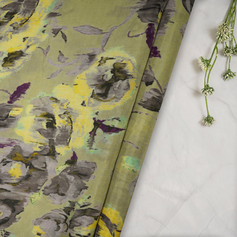 (Pre-Cut 4.70 Mtr) Green Color Bemberg Modal Fabric