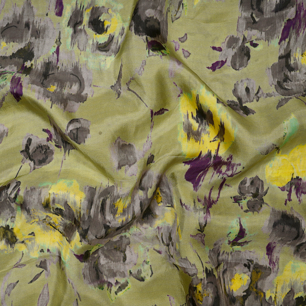 (Pre-Cut 4.70 Mtr) Green Color Bemberg Modal Fabric