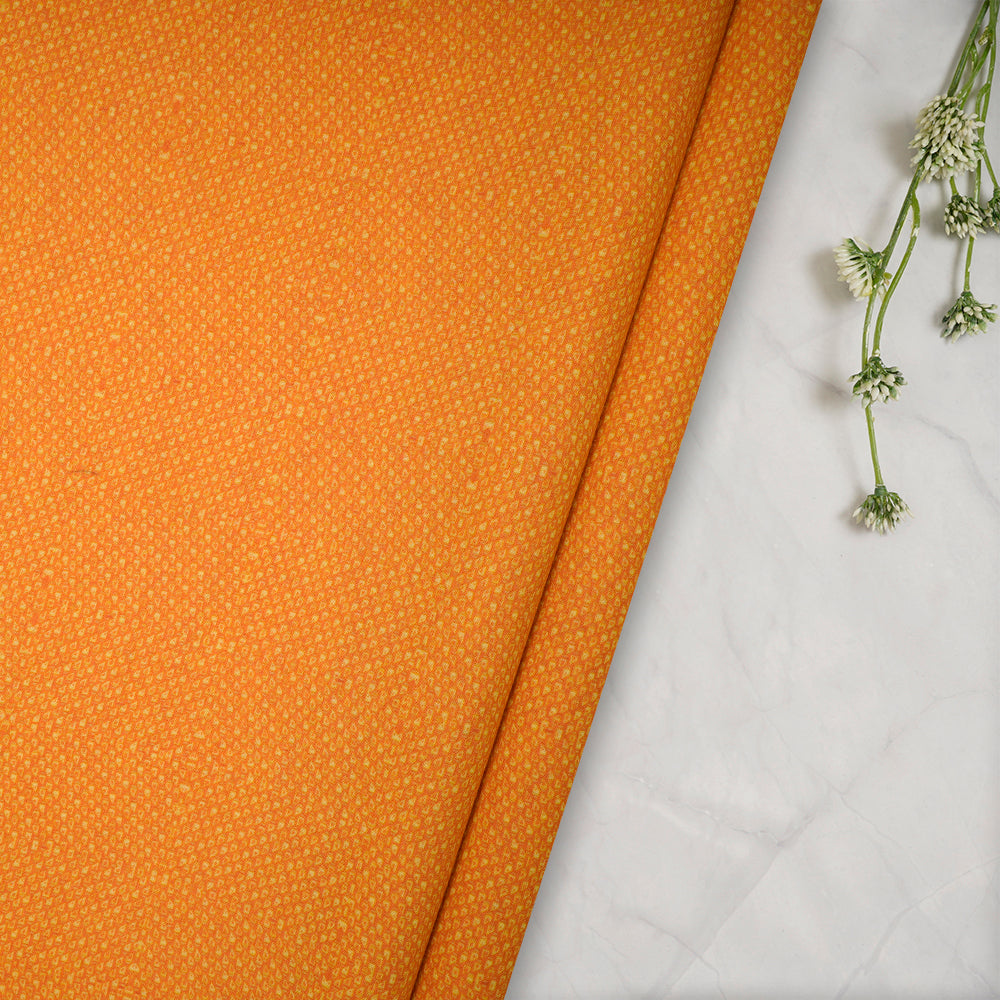 (Pre-Cut 2.55 Mtr) Yellow Color Digital Printed Voile Fabric