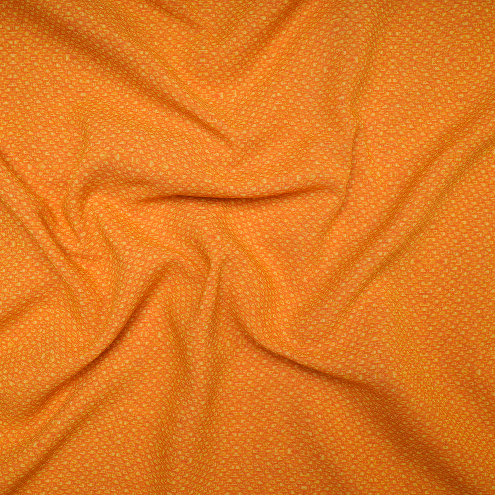 (Pre-Cut 2.55 Mtr) Yellow Color Digital Printed Voile Fabric