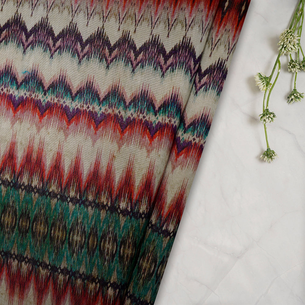(Pre-Cut 1.30 Mtr) Multi Color Digital Printed Chanderi Fabric