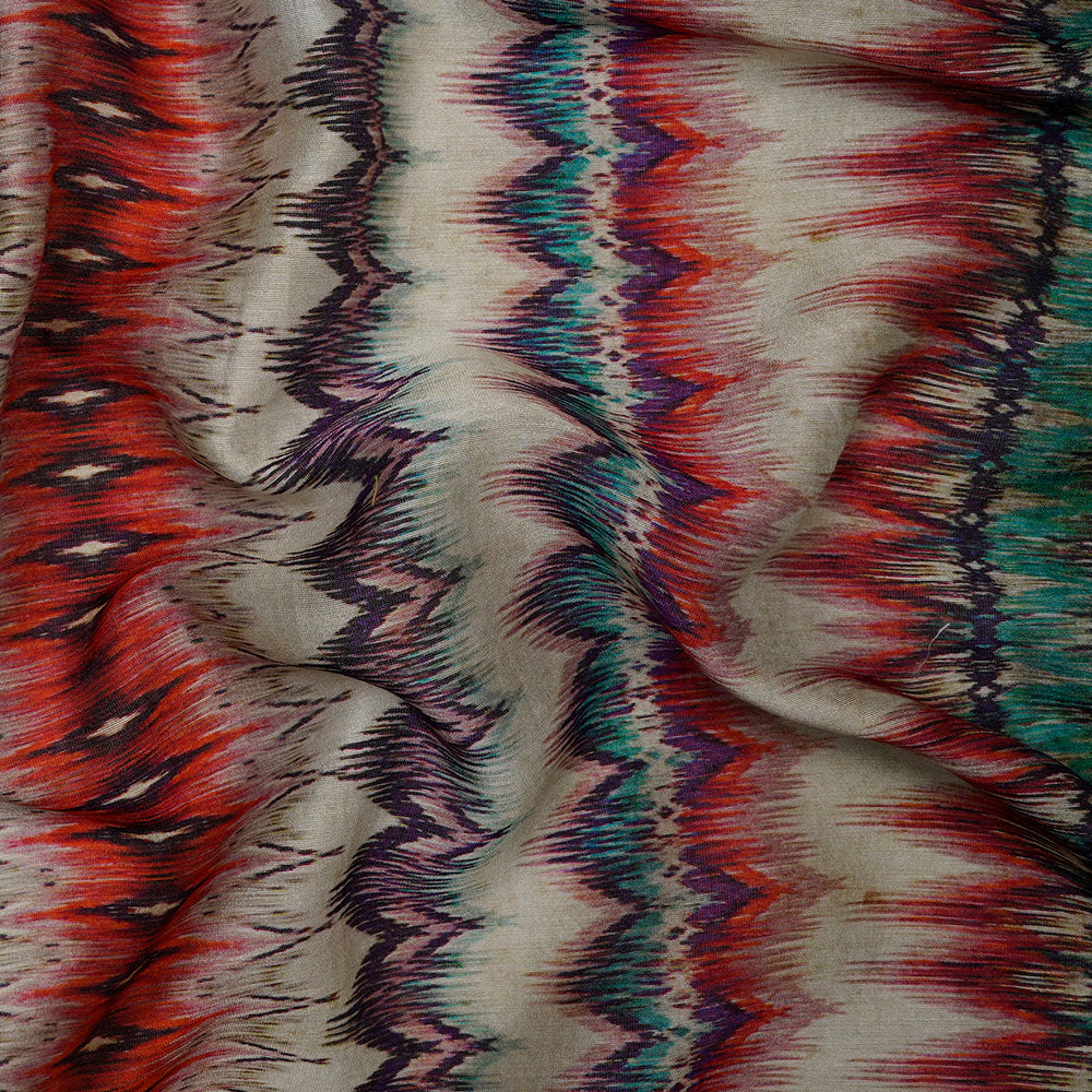 (Pre-Cut 1.30 Mtr) Multi Color Digital Printed Chanderi Fabric