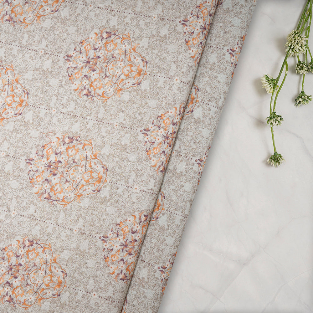 (Pre-Cut 2.65 Mtr) Sea Green Color Digital Printed Chanderi Fabric