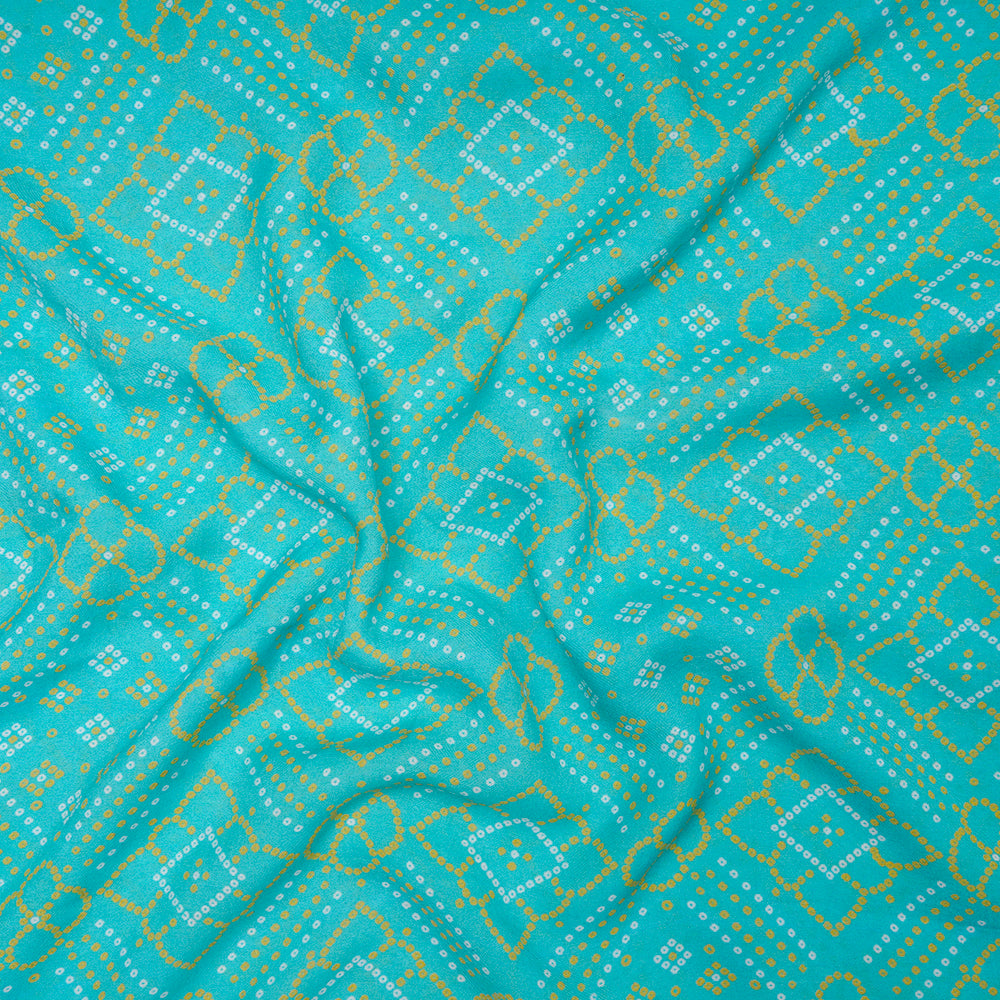 (Pre-Cut 2.60 Mtr) Blue Color Digital Printed Bemberg Modal Fabric