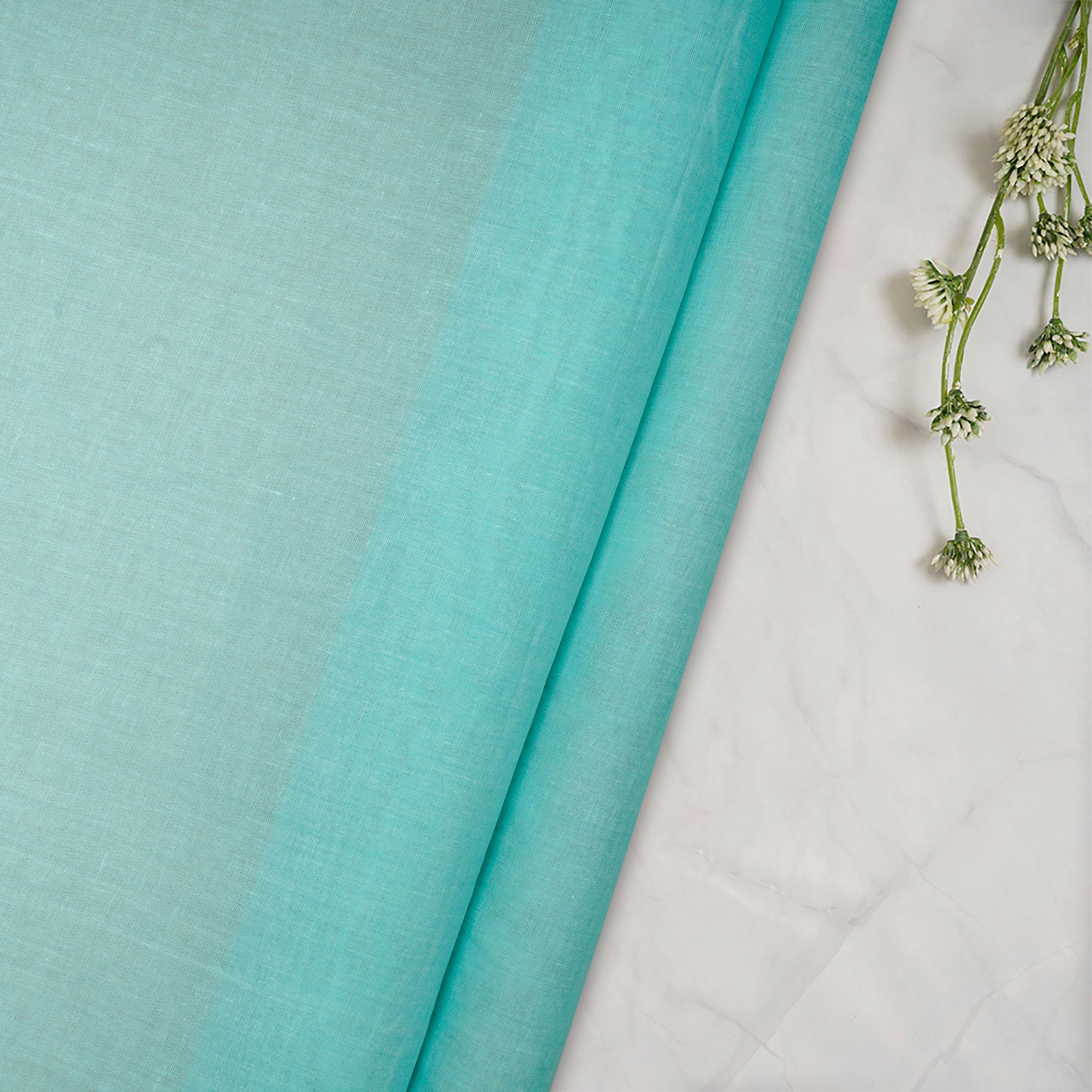 (Pre-Cut 1.00 Mtr) Light Blue Color Cotton Organdy Fabric