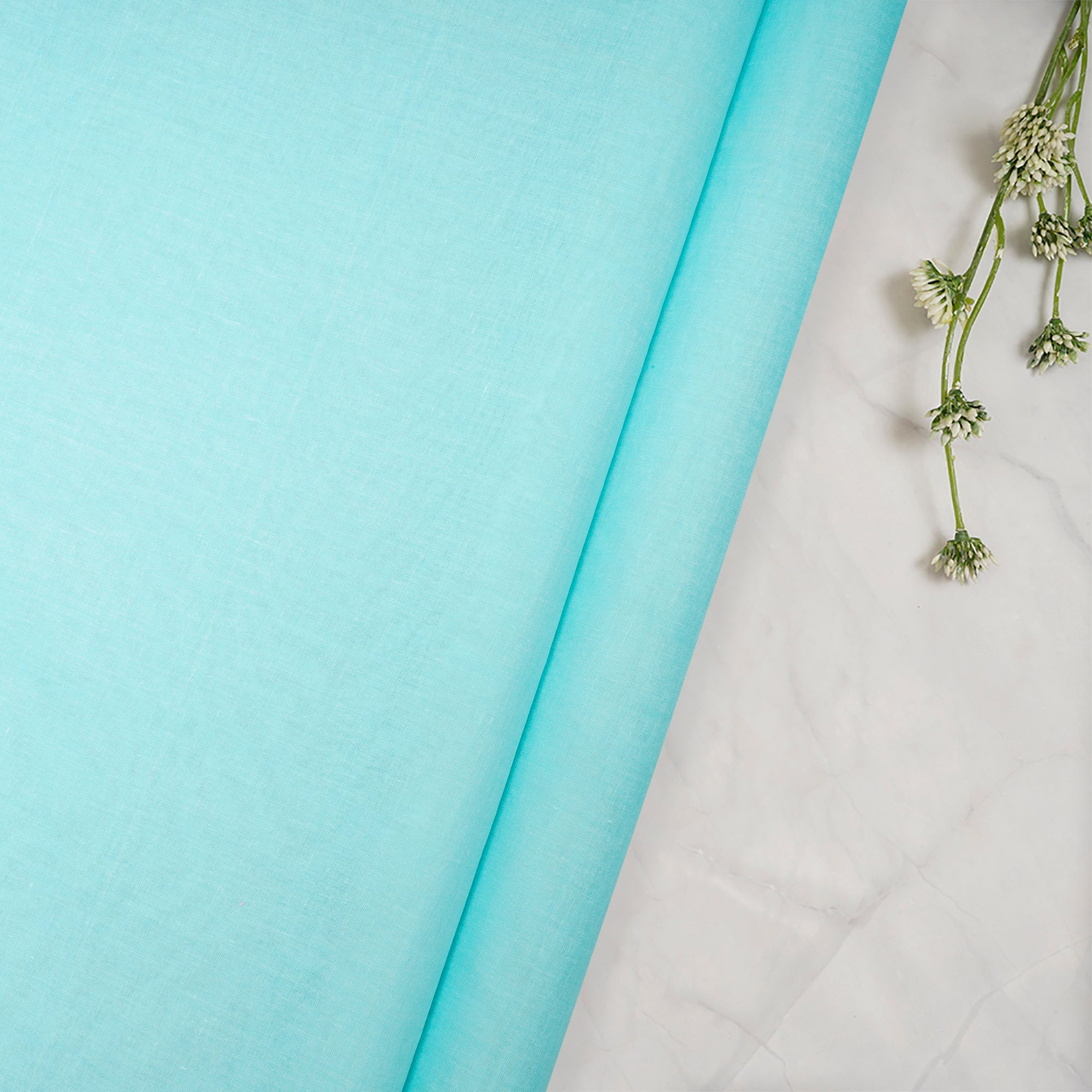 (Pre Cut 2.40 Mtr )Light Blue Cotton Organdy Fabric