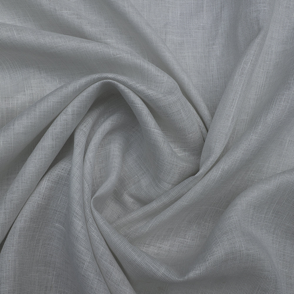 (Pre-Cut 1 Mtr) Silver Color Flax Linen Fabric