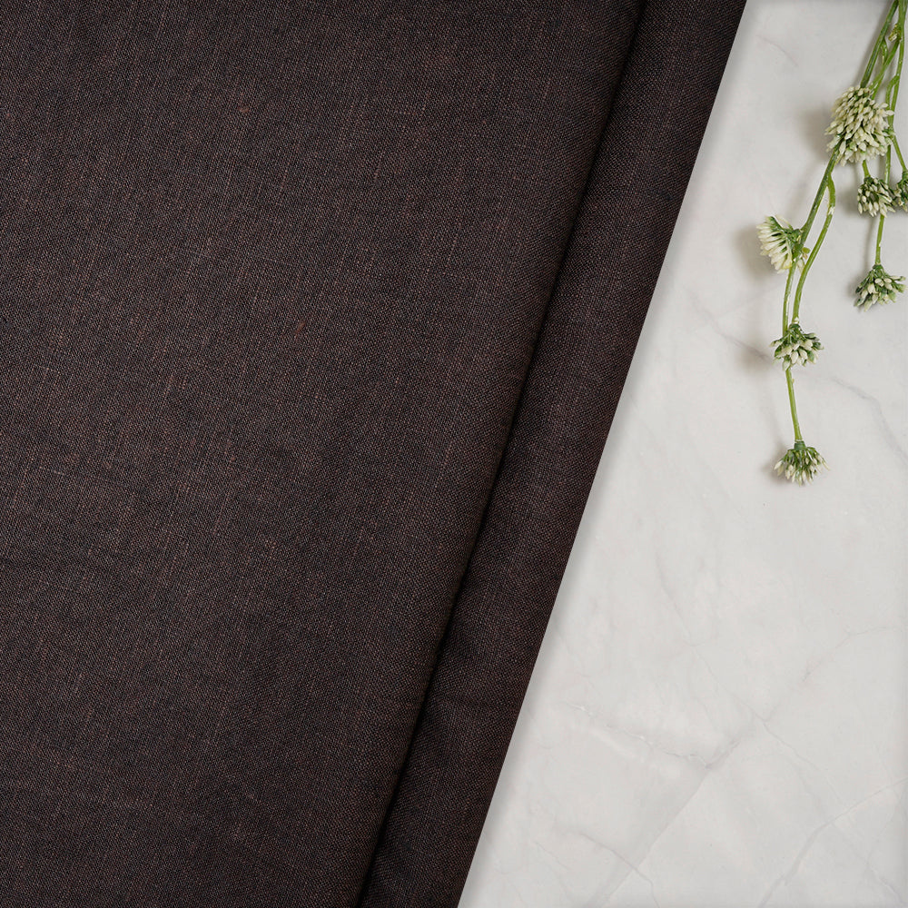 (Pre-Cut 4.00 Mtr) Dark Brown Color Plain Lee Fabric