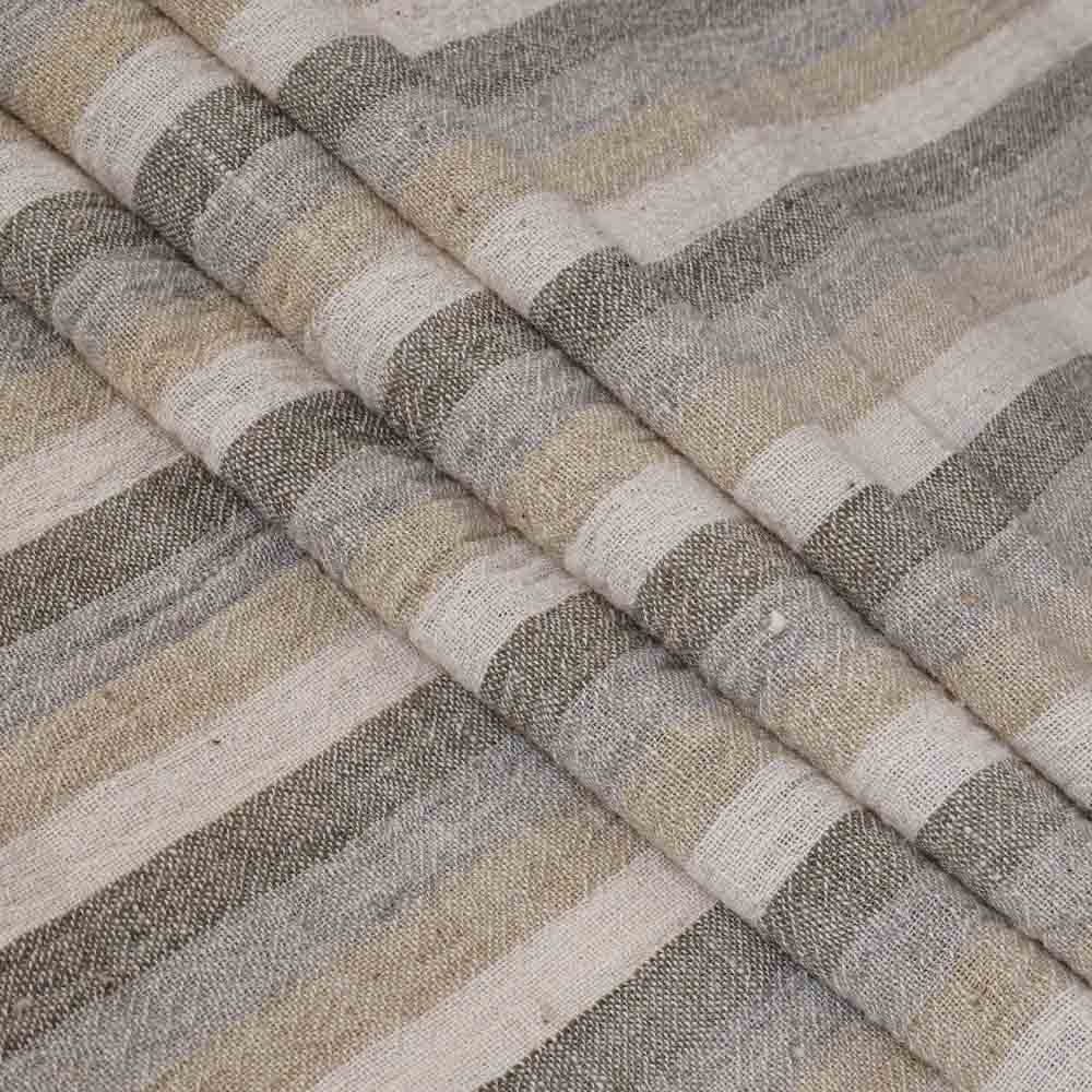 (Pre-Cut 1 Mtr) Multi Color Handwoven Handspun Kala Cotton Fabric