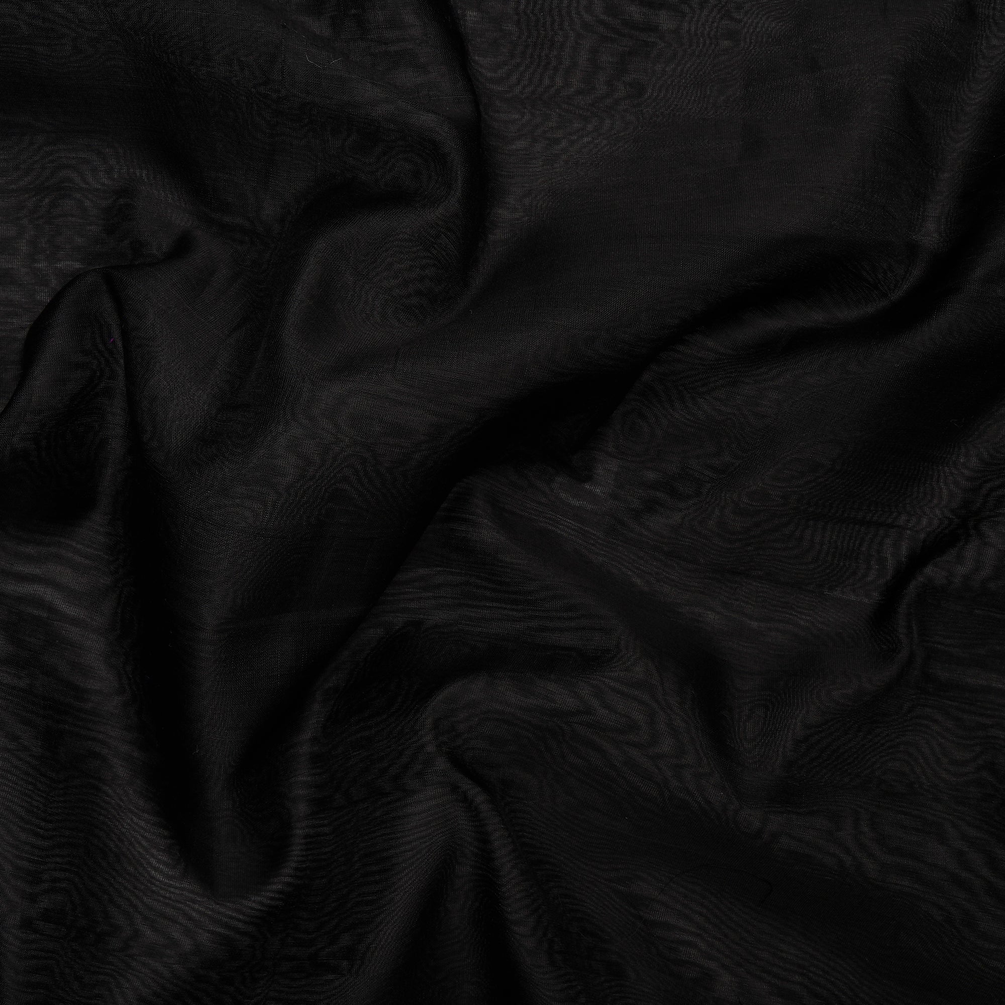 (Pre-Cut 2.30 Mtr) Black Color Silk Cotton Fabric