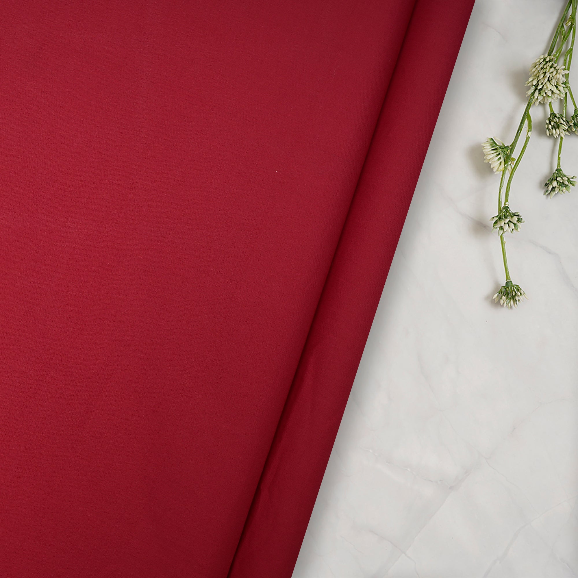 (Pre-Cut 1.50 Mtr) Red Plain Cotton Fabric