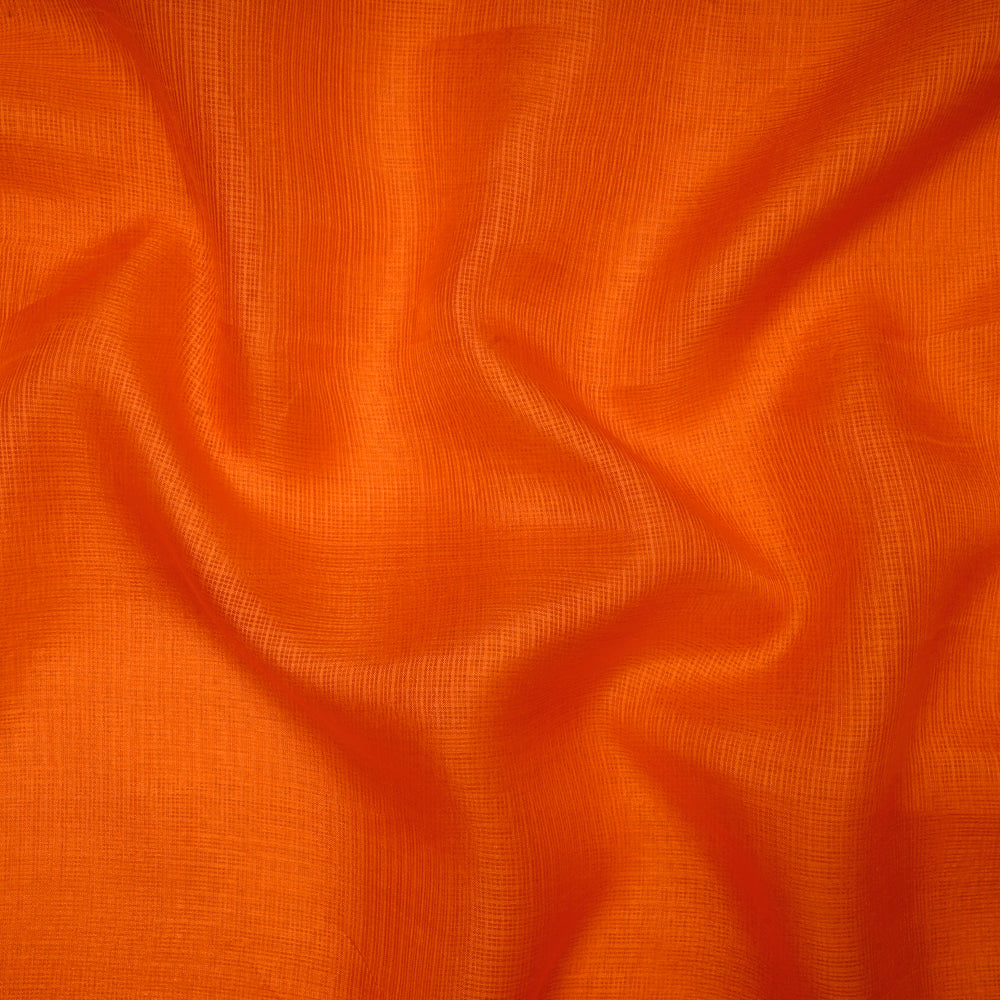 (Pre-Cut 4.60 Mtr) Orange Color Kota Satin Fabric