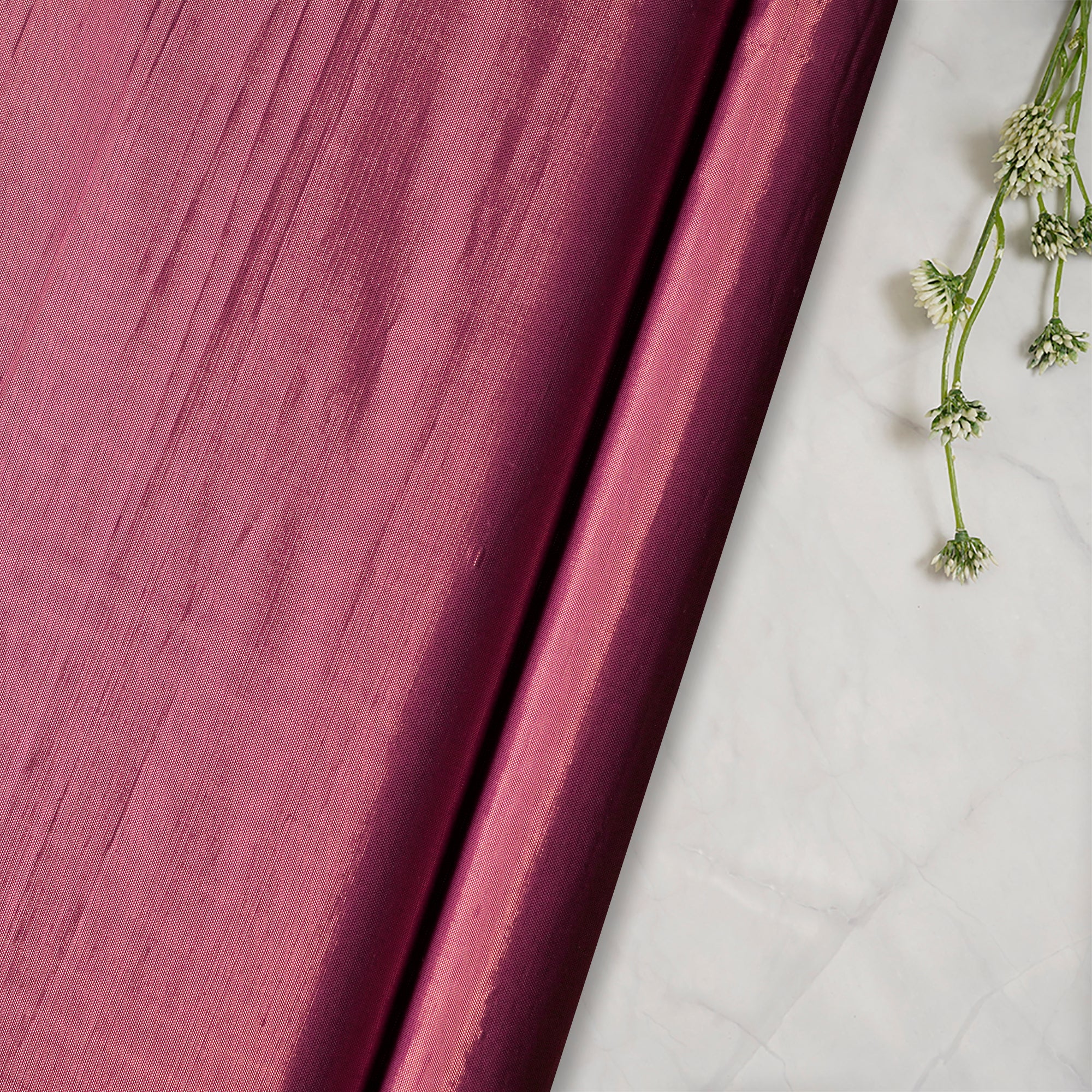 (Pre-Cut 0.50) Metallic Pink Color Metallic Dupion Silk Fabric
