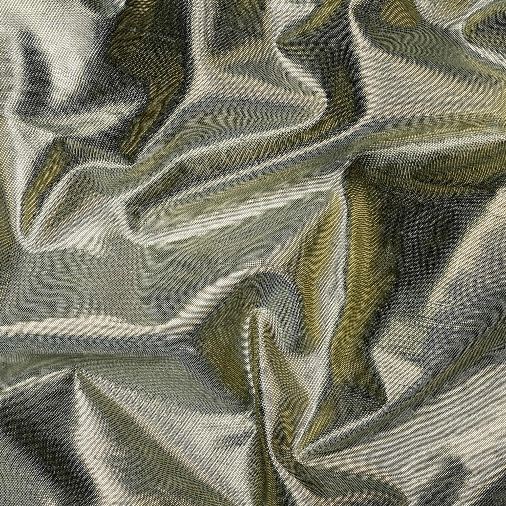 (Pre-Cut 5.00) Metallic Green Metallic Dupion Silk Fabric