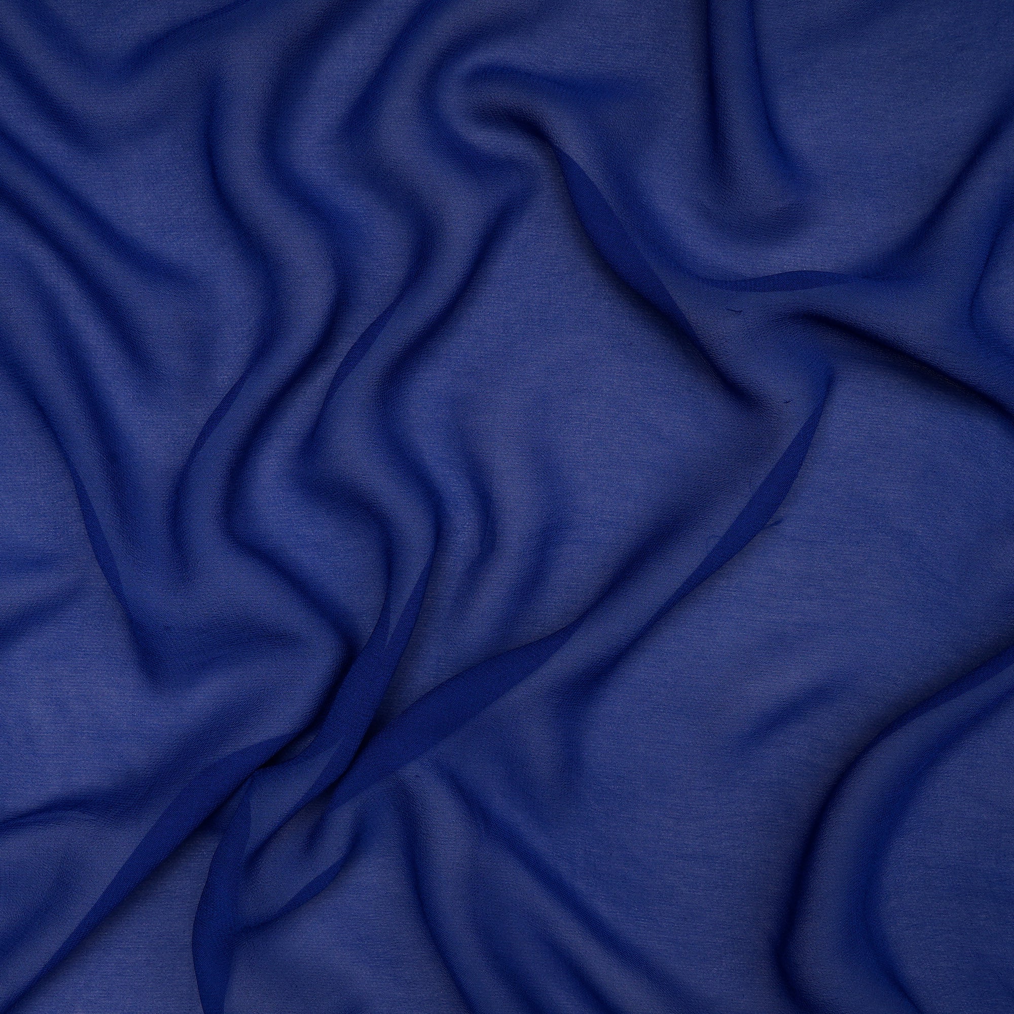 (Pre-Cut 1.00 Mtr ) Blue Color Piece Dyed Bemberg Georgette Fabric