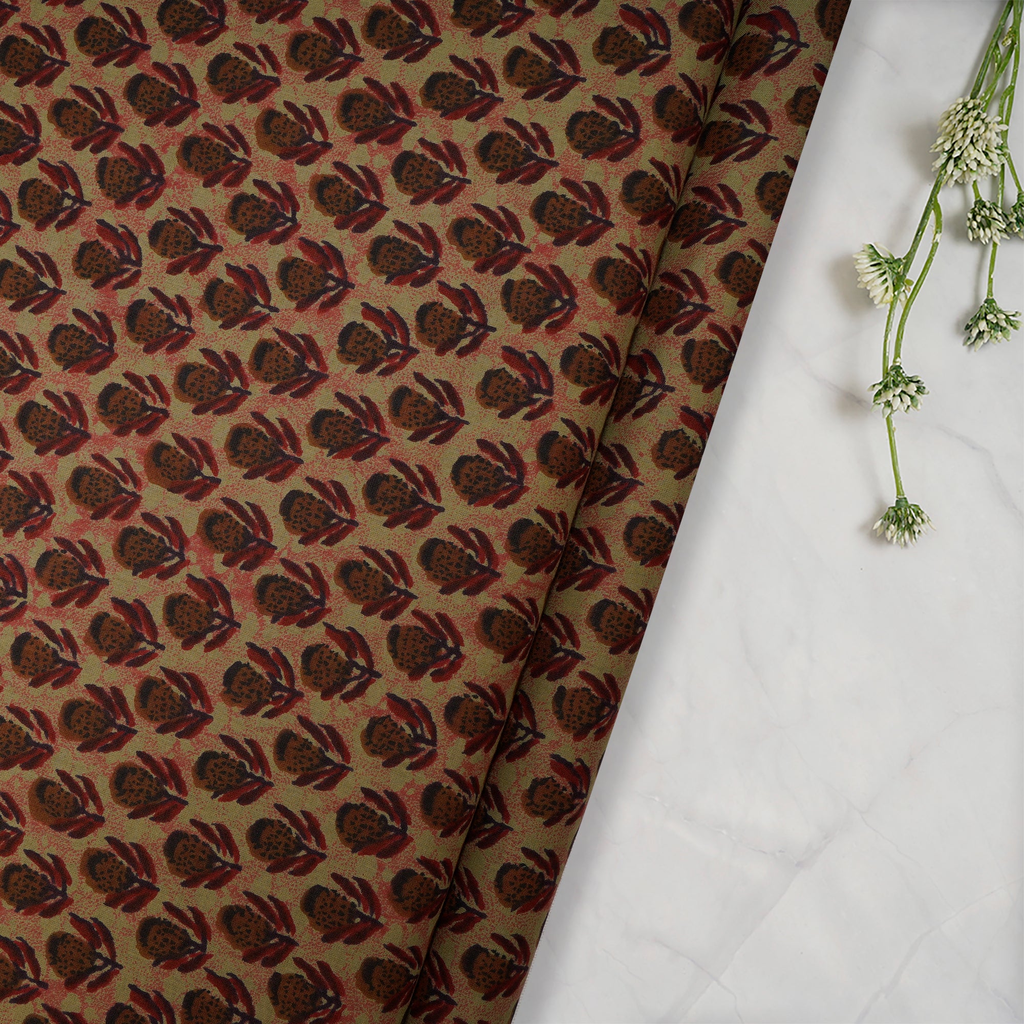 (Pre Cut 2.00 Mtr )Multi Hand Block Printed Cotton Fabric