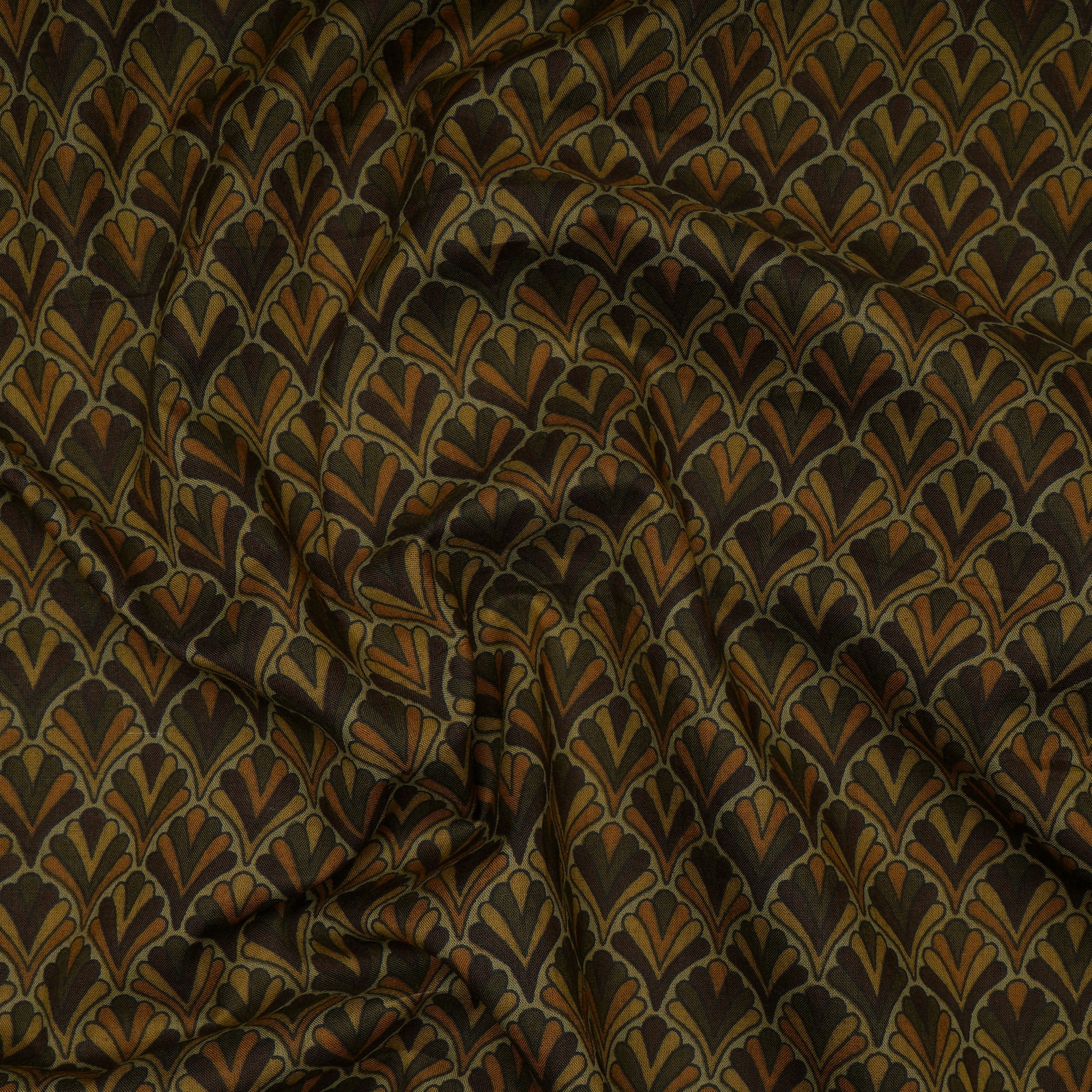 (Pre-Cut 2.50 Mtr) Green Hand Block Printed Cotton Fabric