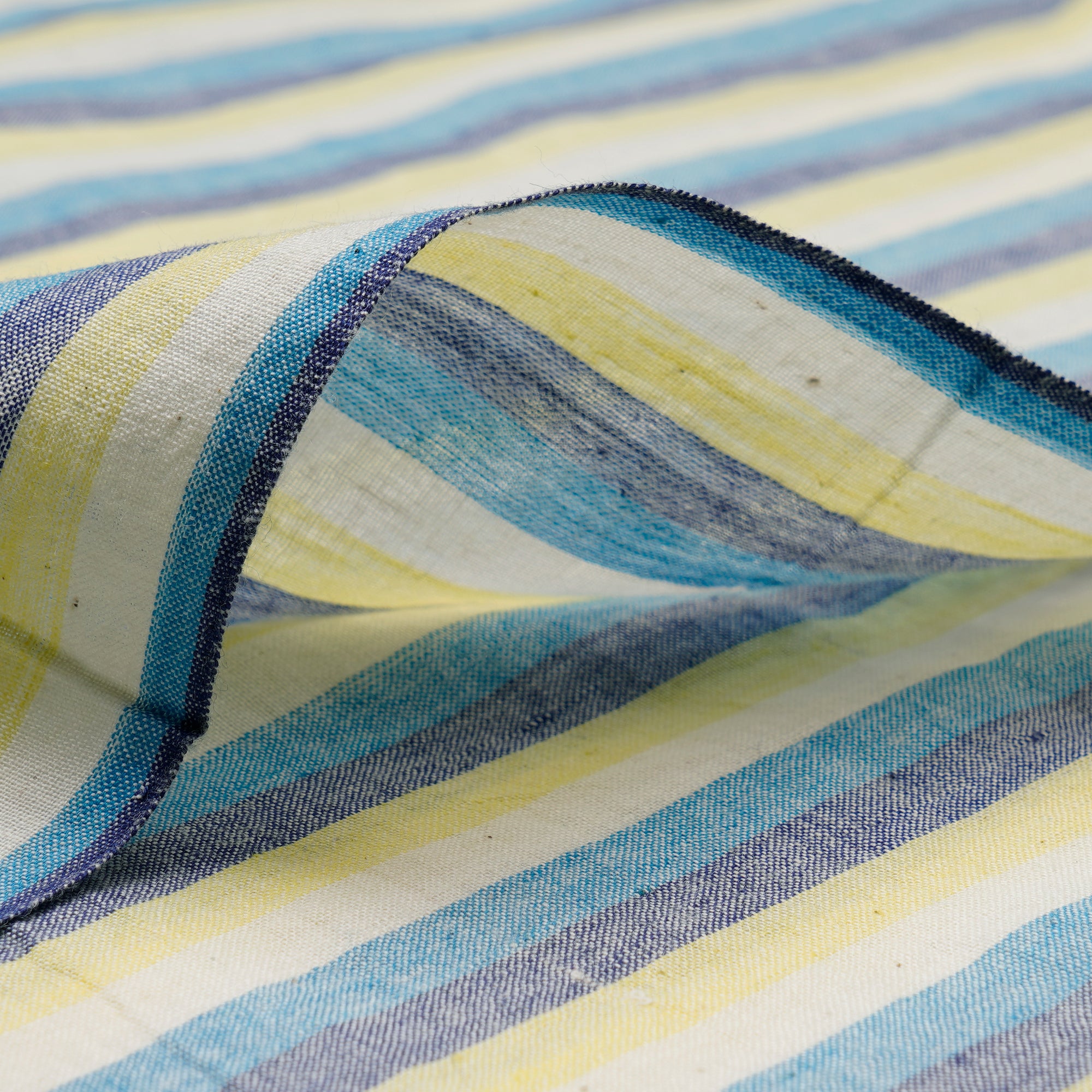 (Pre Cut 3.5Mtr )Multi Color Stripe Pattern Yarn Dyed Cotton Muslin Fabric