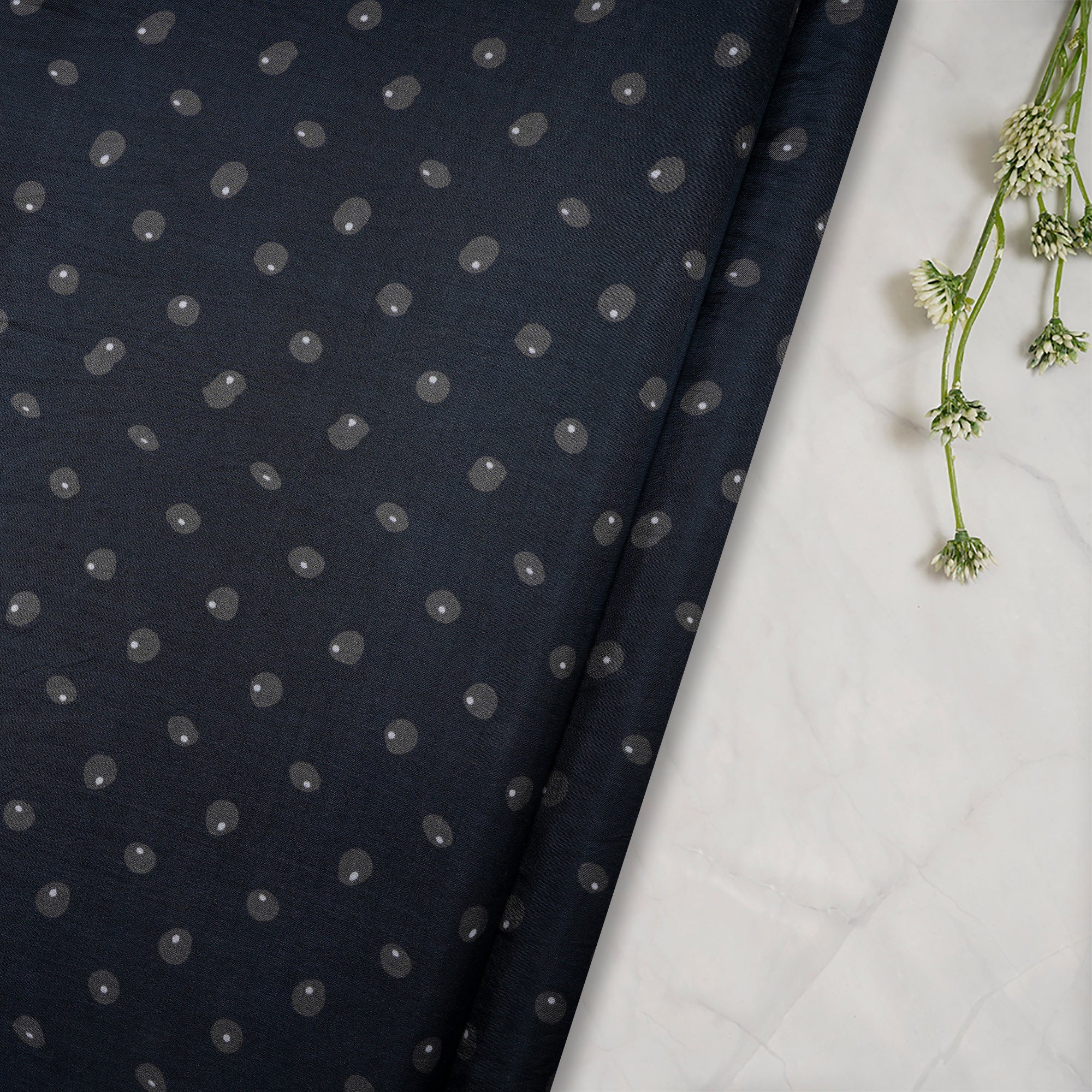 (Pre-Cut 1.50 Mtr) Grey Color Digital Printed Plain Silk Fabric