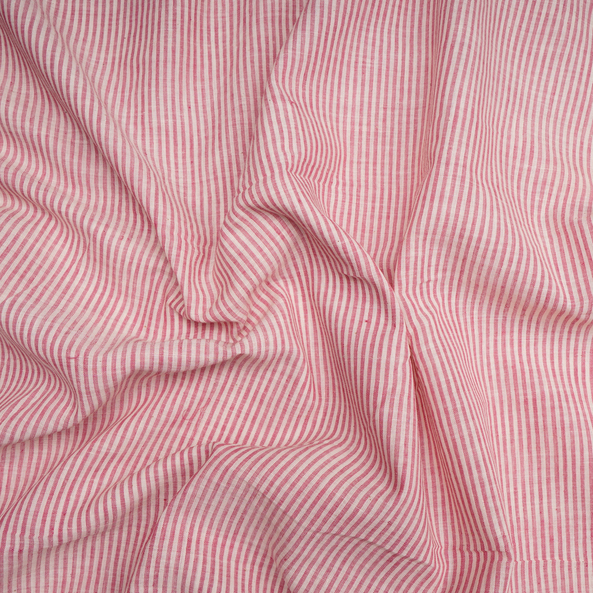 (Pre Cut 2.00 Mtr )Dark Salmon-Cream Yarn Dyed Cotton Muslin Fabric