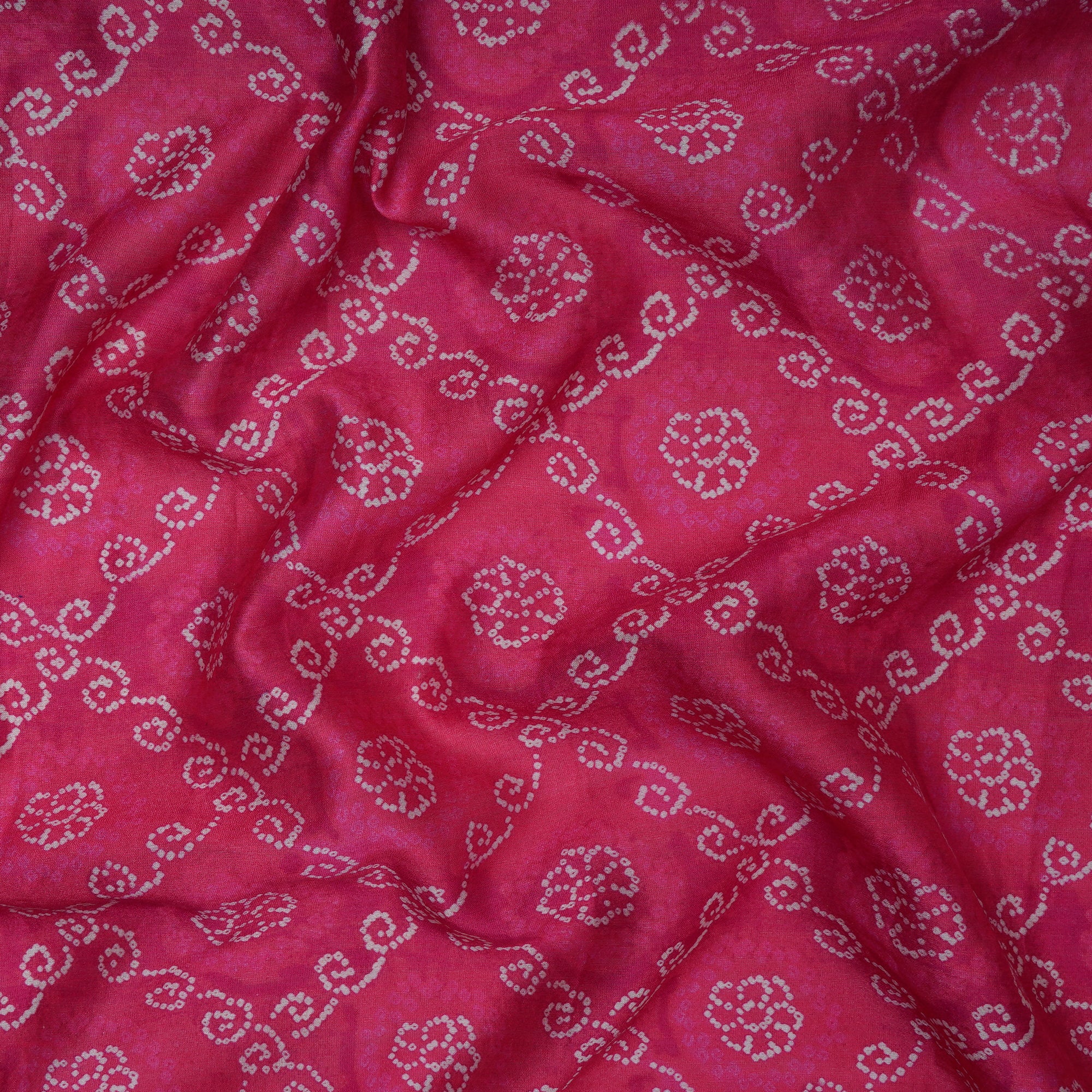 (Pre-Cut 1.00 Mtr ) Dark Pink Digital Printed Chanderi Fabric