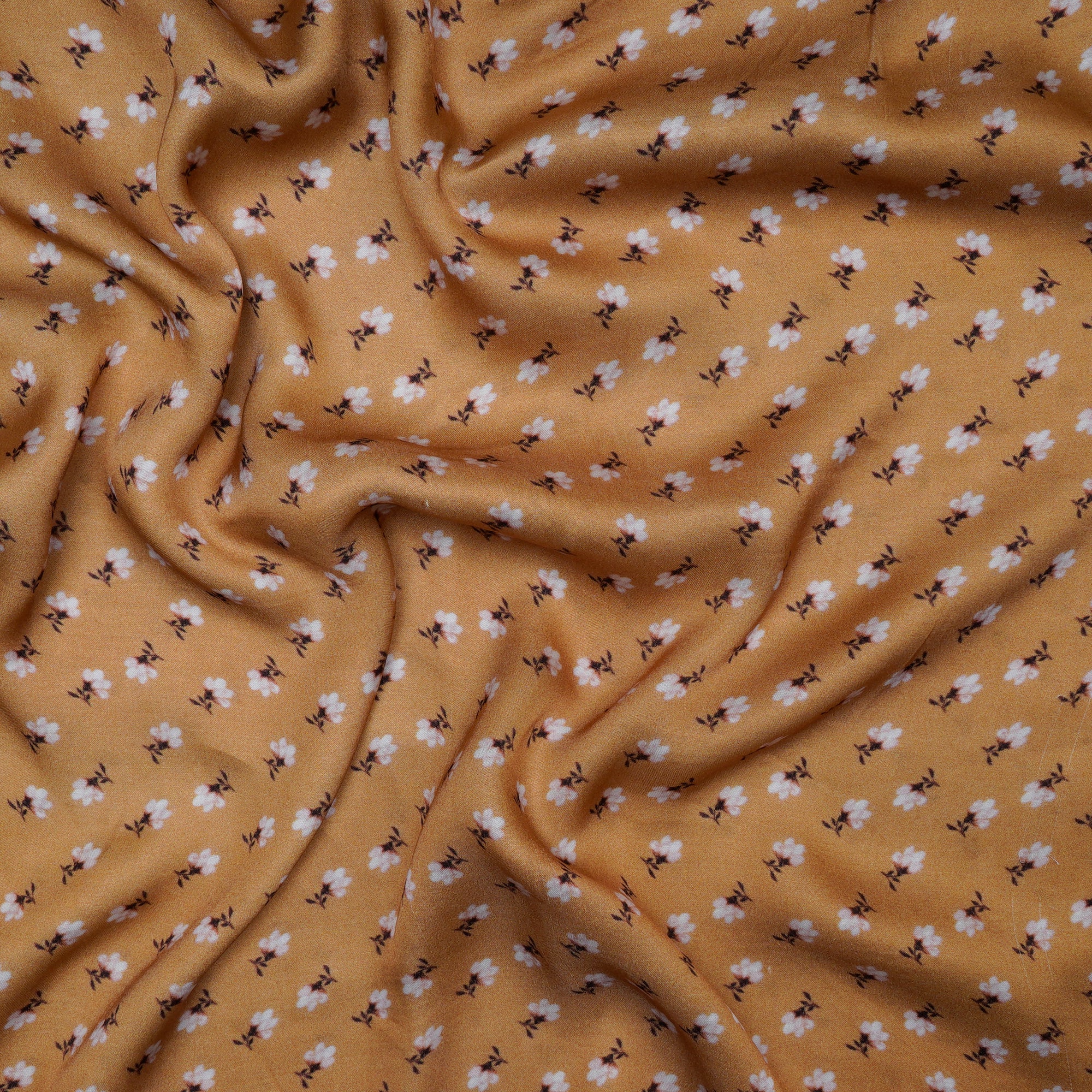 (Pre-Cut 2.40 Mtr) Mustard Digital Printed Bemberg Modal Fabric