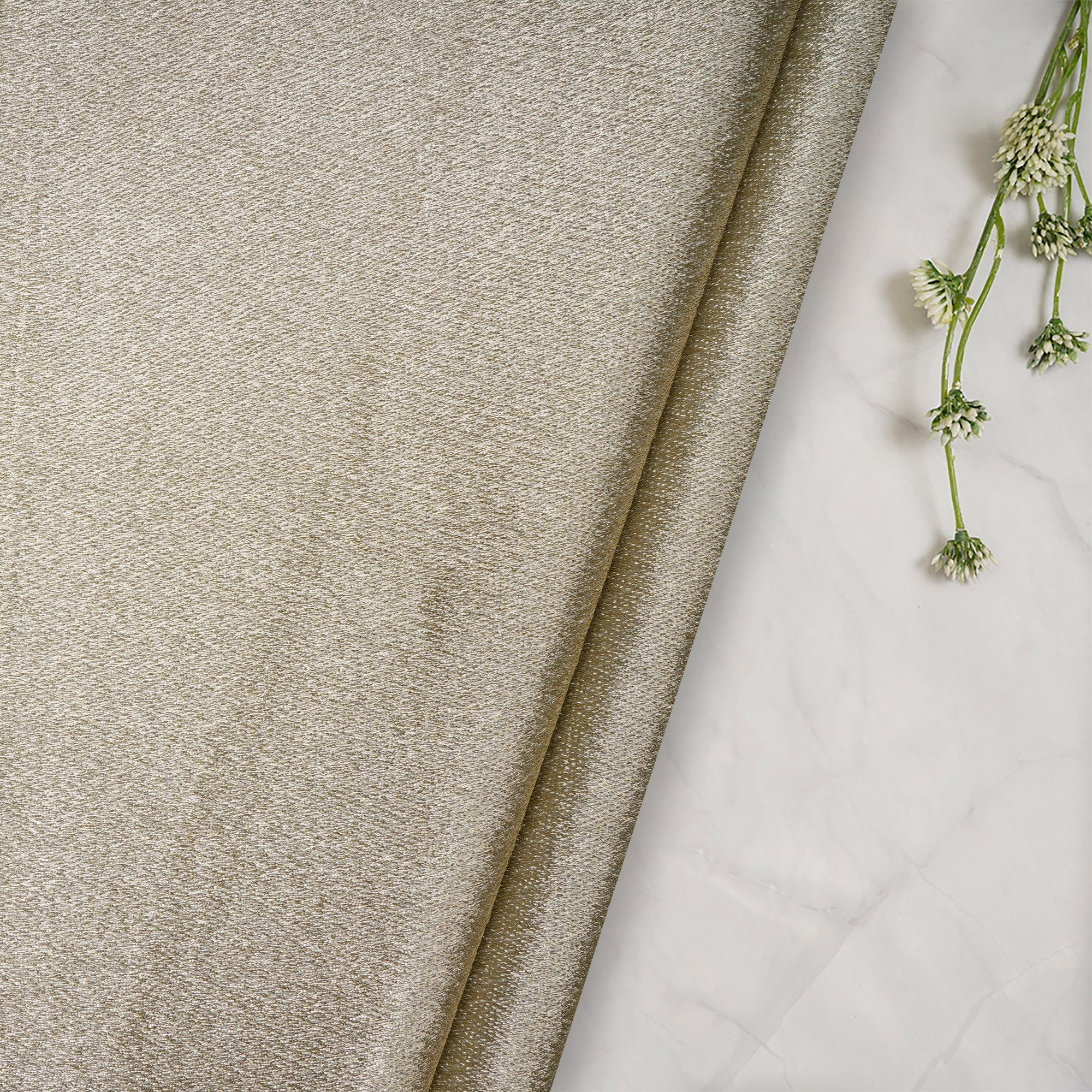 (Pre-Cut 1.00 Mtr) Golden Metallic Viscose Fabric
