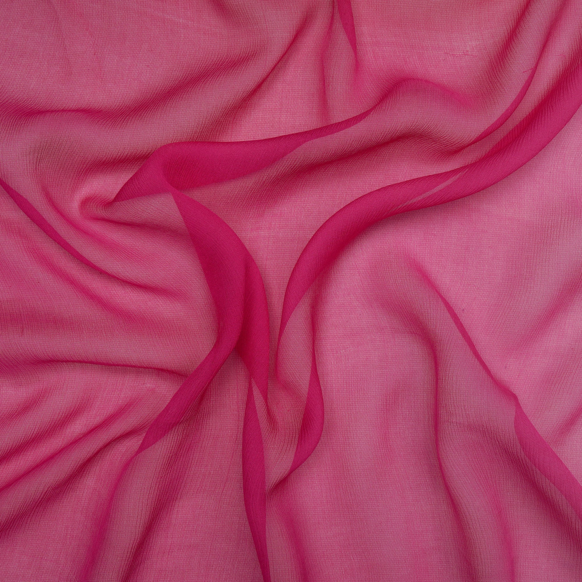 (Pre-Cut 1.15 Mtr) Pink-Orange Ombre Dyed Chiffon Silk Fabric