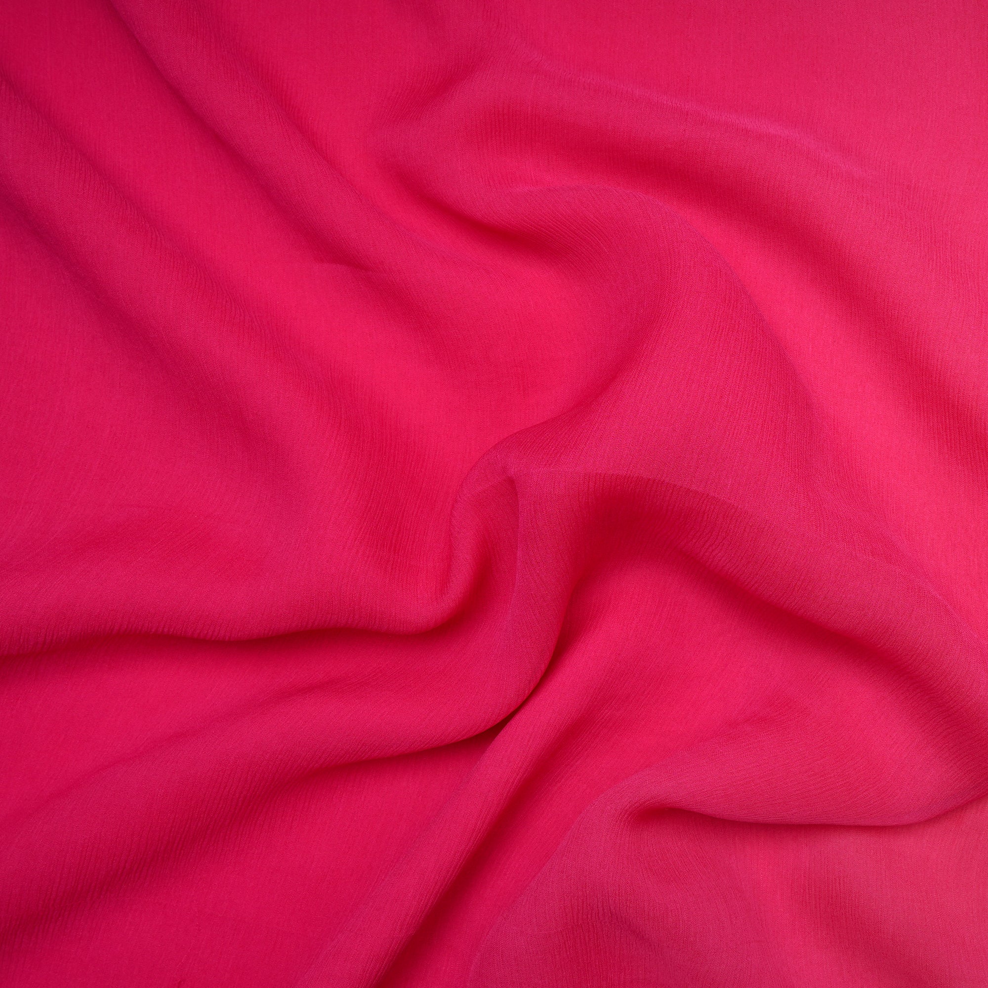 (Pre-Cut 3.20 Mtr )Pink Ombre Dyed Chiffon Silk Fabric