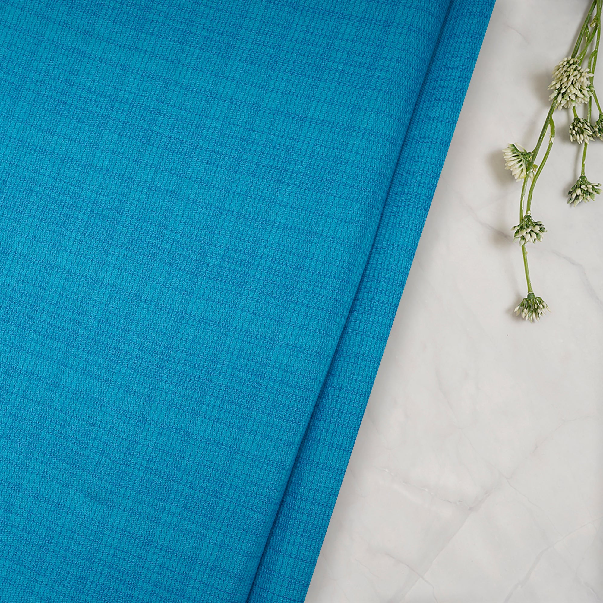 (Pre-Cut 4.75 Mtr) Blue Cotton Fabric