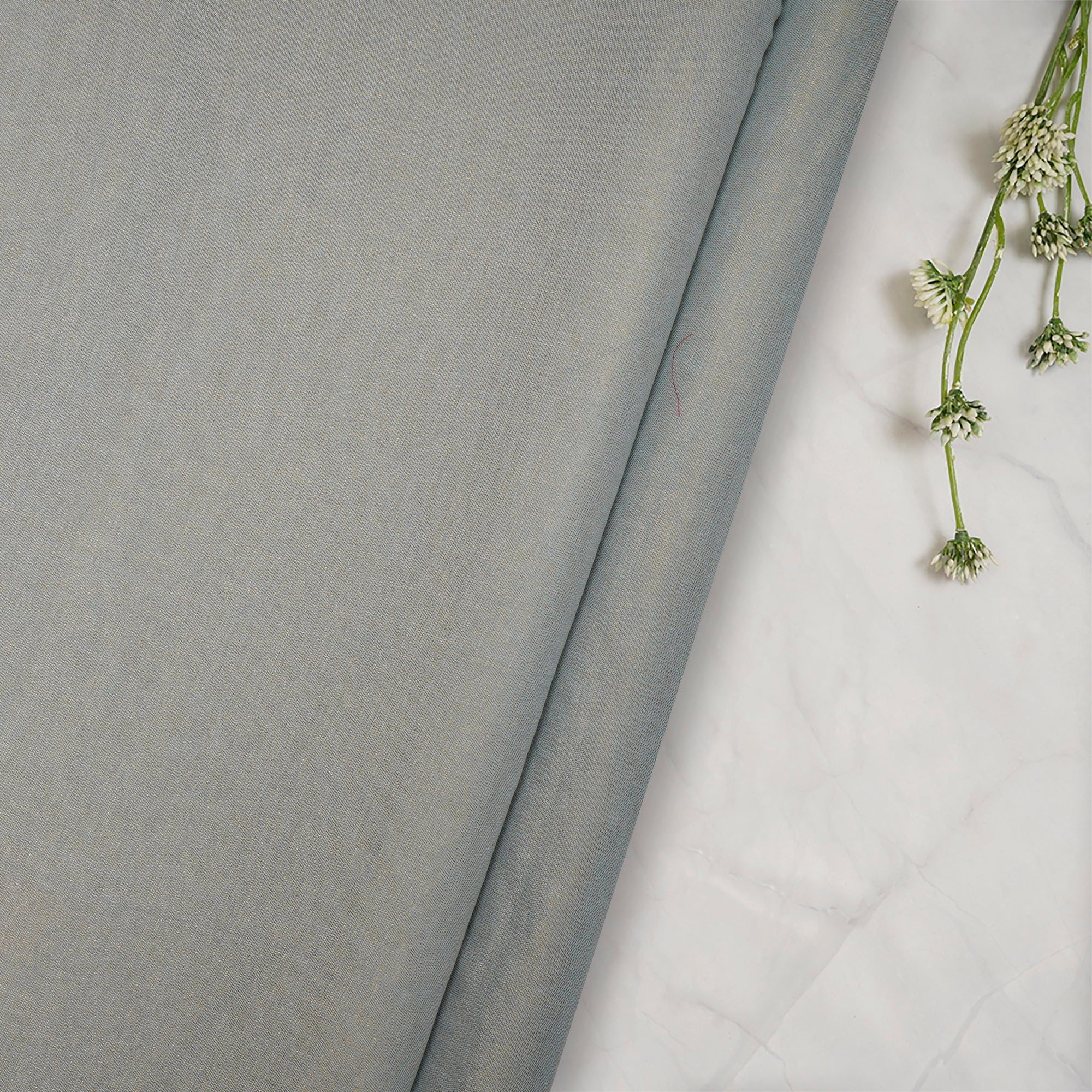(Pre-Cut 0.85 Mtr) Blue Piece Dyed Pure Tissue Chanderi Fabric