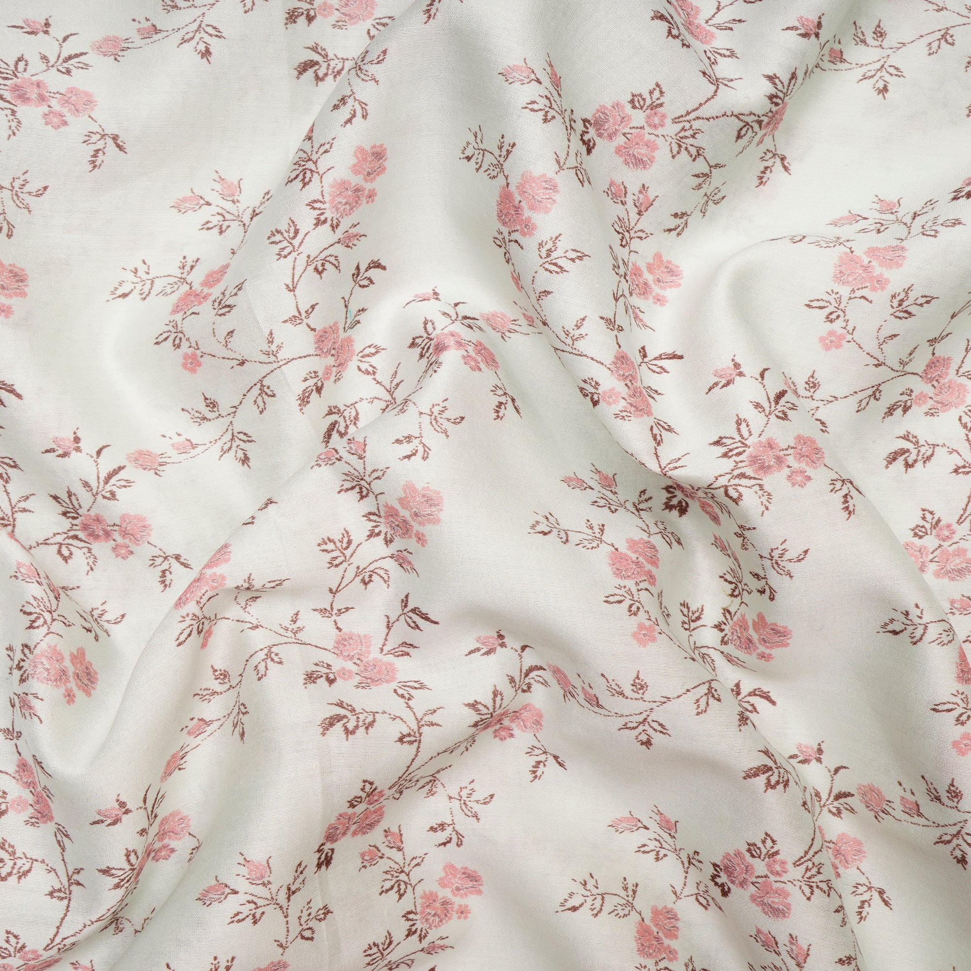 (Pre-Cut 2.50 Mtr )Ice Blue Floral Pattern Digital Printed Chanderi Fabric