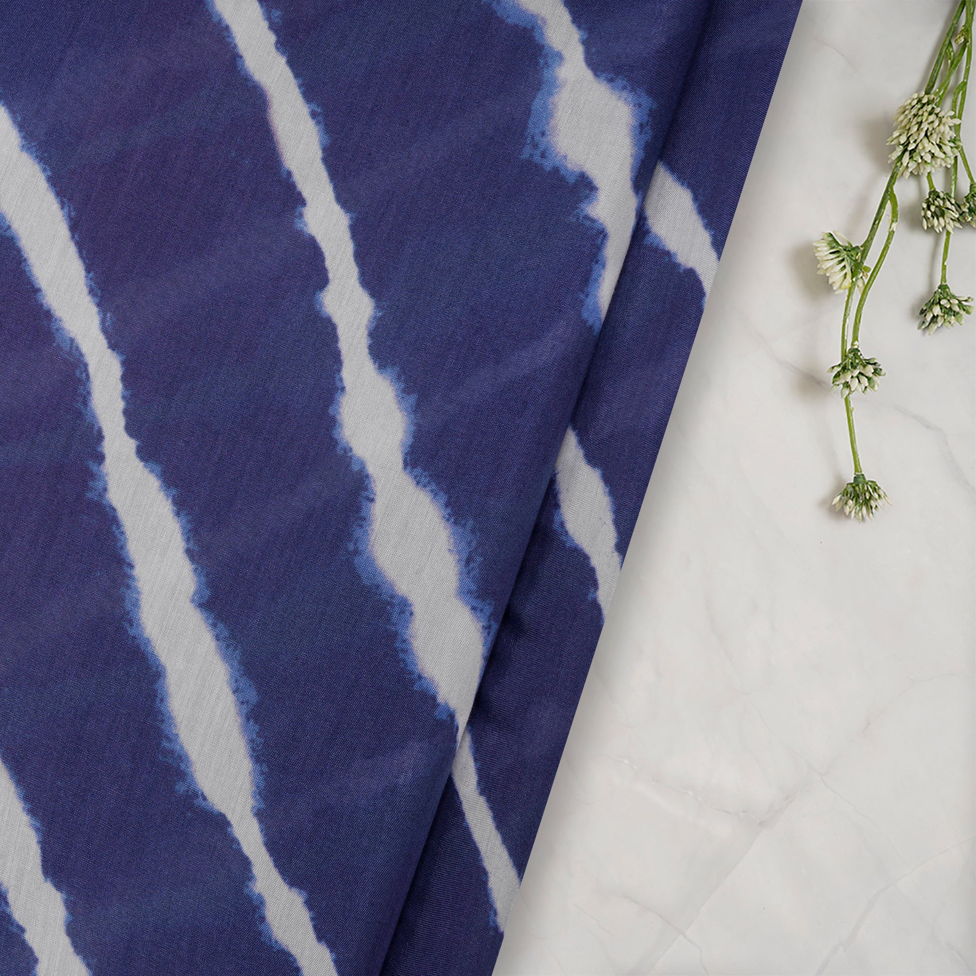 (Pre-Cut 4.20 Mtr) Blue Digital Printed Viscose Fabric