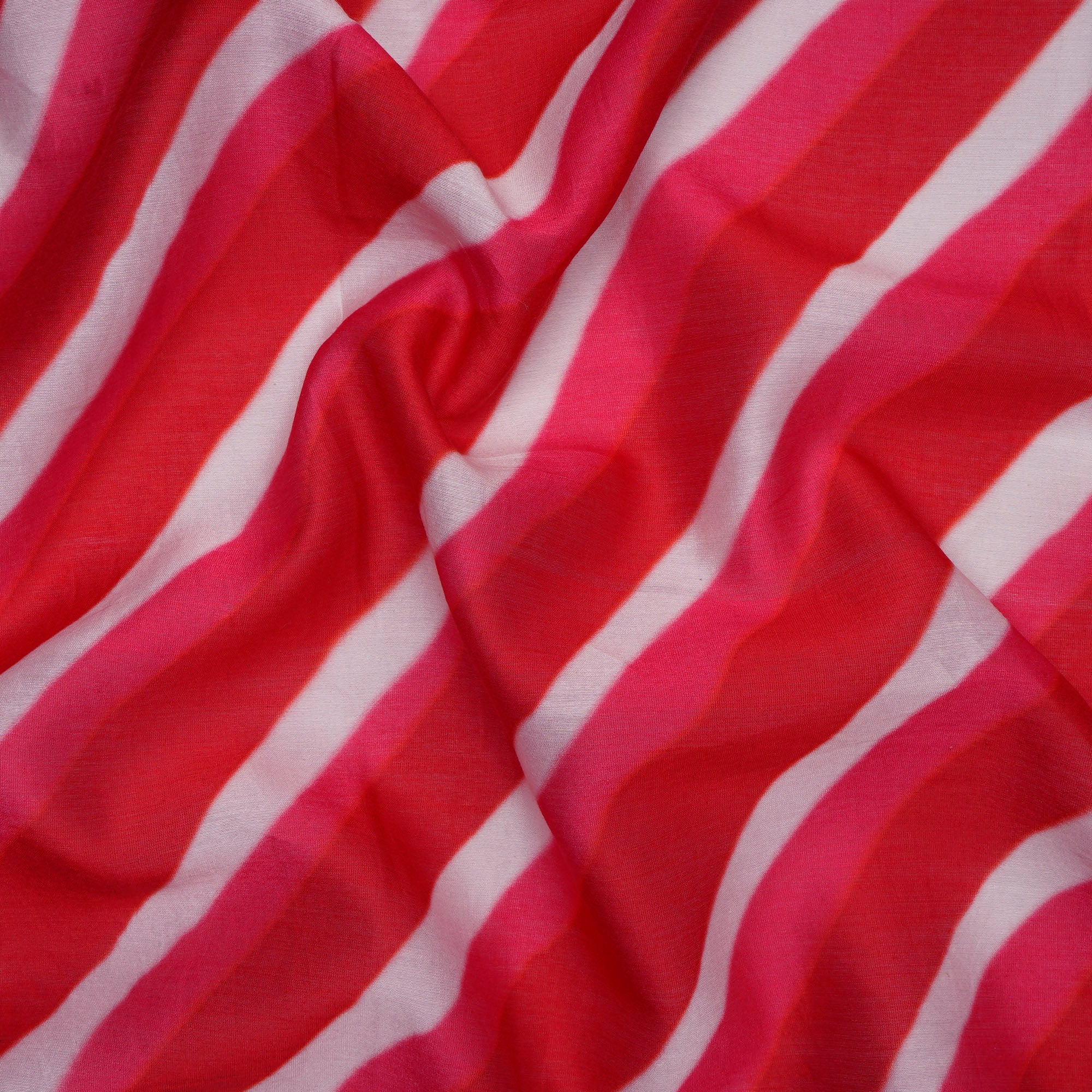 (Pre-Cut 1.00 Mtr) Red Lehariya Pattern Digital Printed Pure Chanderi Fabric
