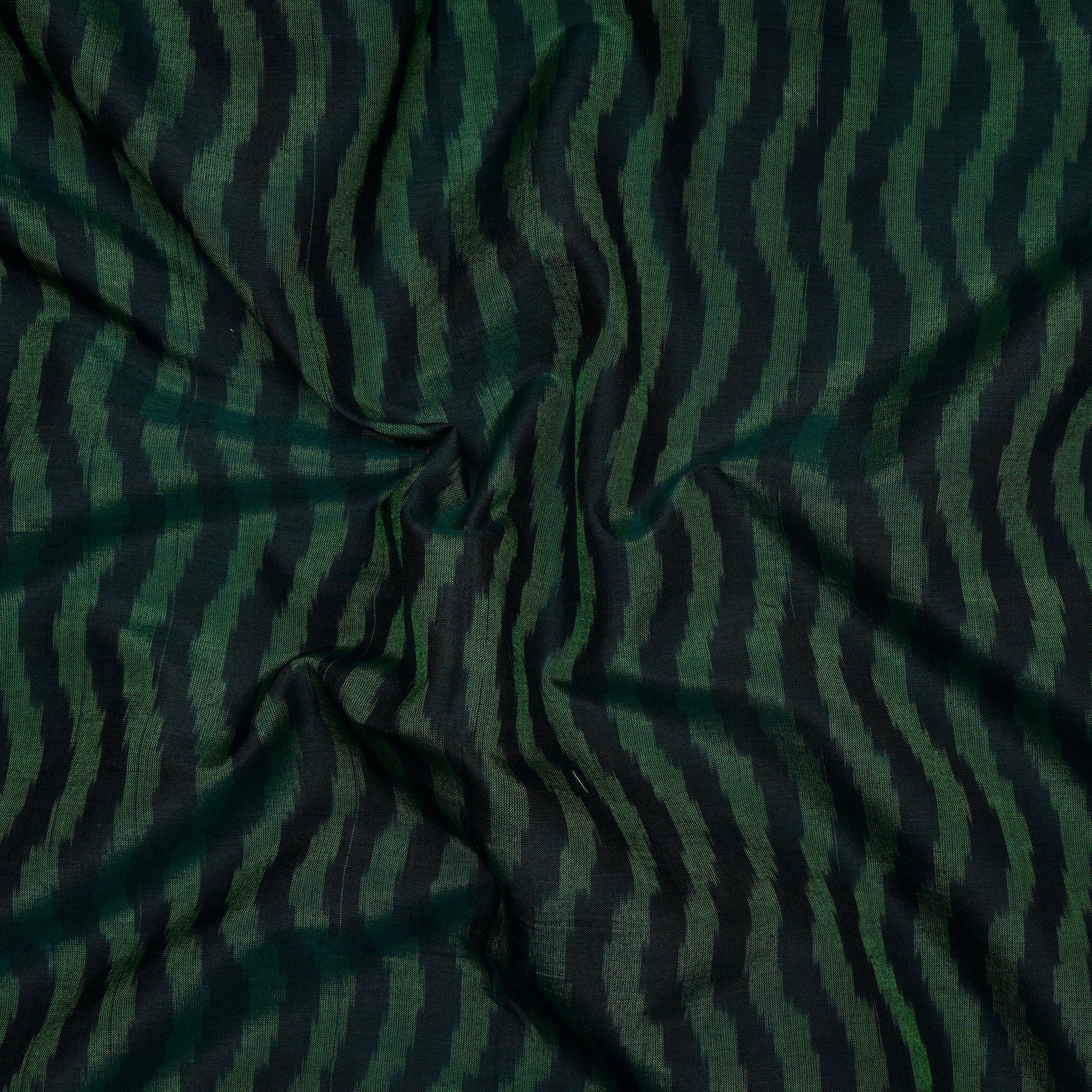 (Pre-Cut 1.50 Mtr ) Emerald Ikat Silk Fabric