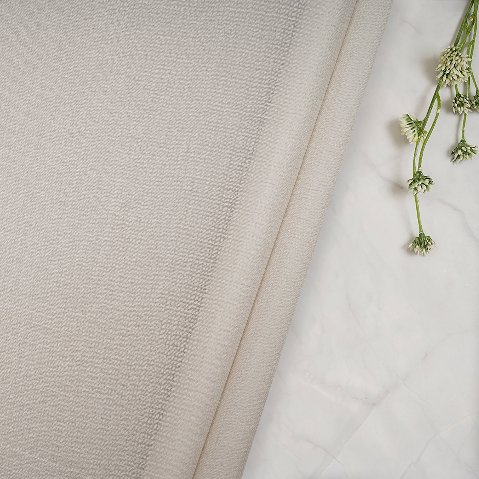 (Pre-Cut 0.65 Mtr) White Cotton Kota Fabric