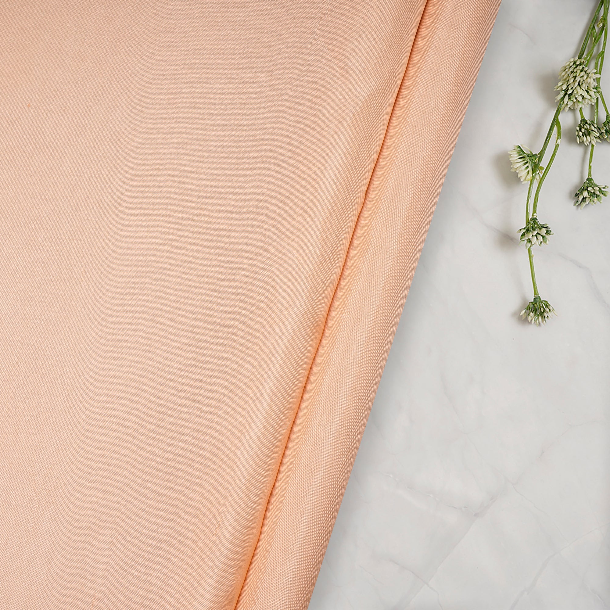 (Pre-Cut 2.25 Mtr) Peach Puff Color Piece Dyed Upada Fabric