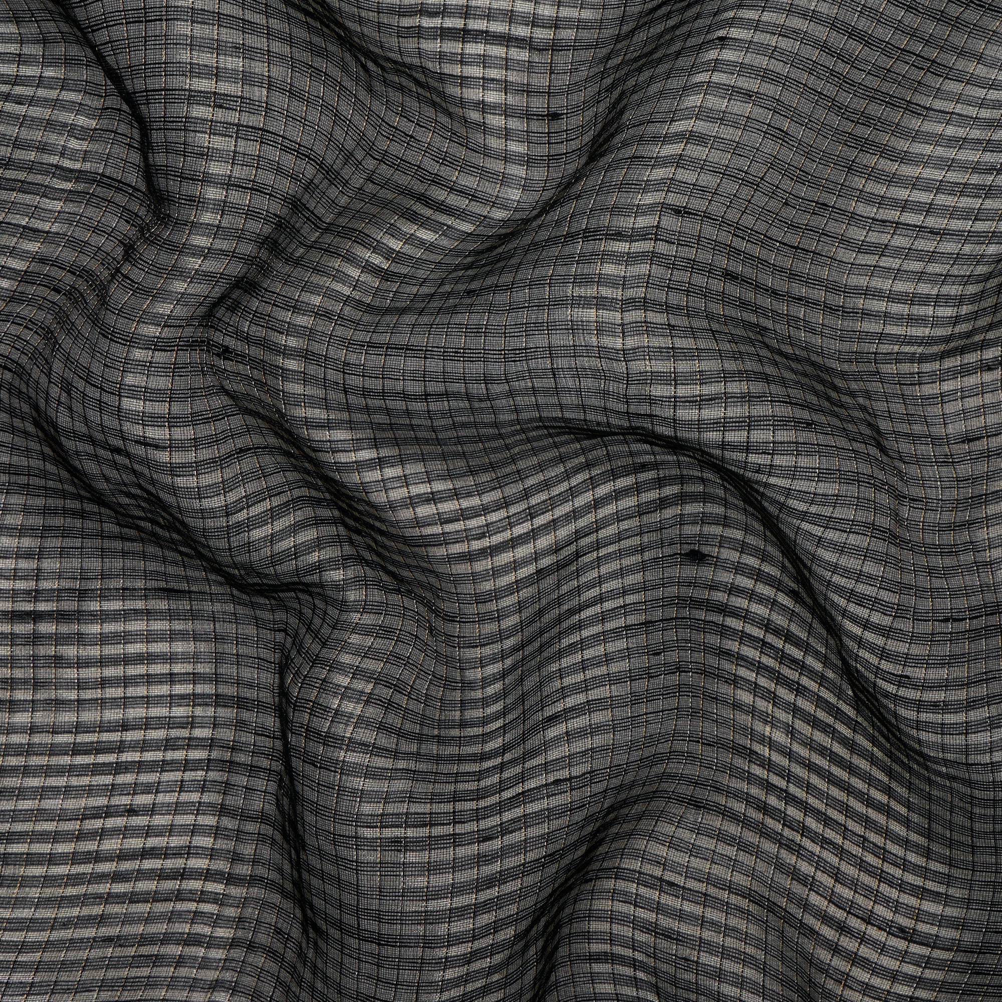 (Pre-Cut 0.50 Mtr) Black Color Fancy Cotton Linen Fabric